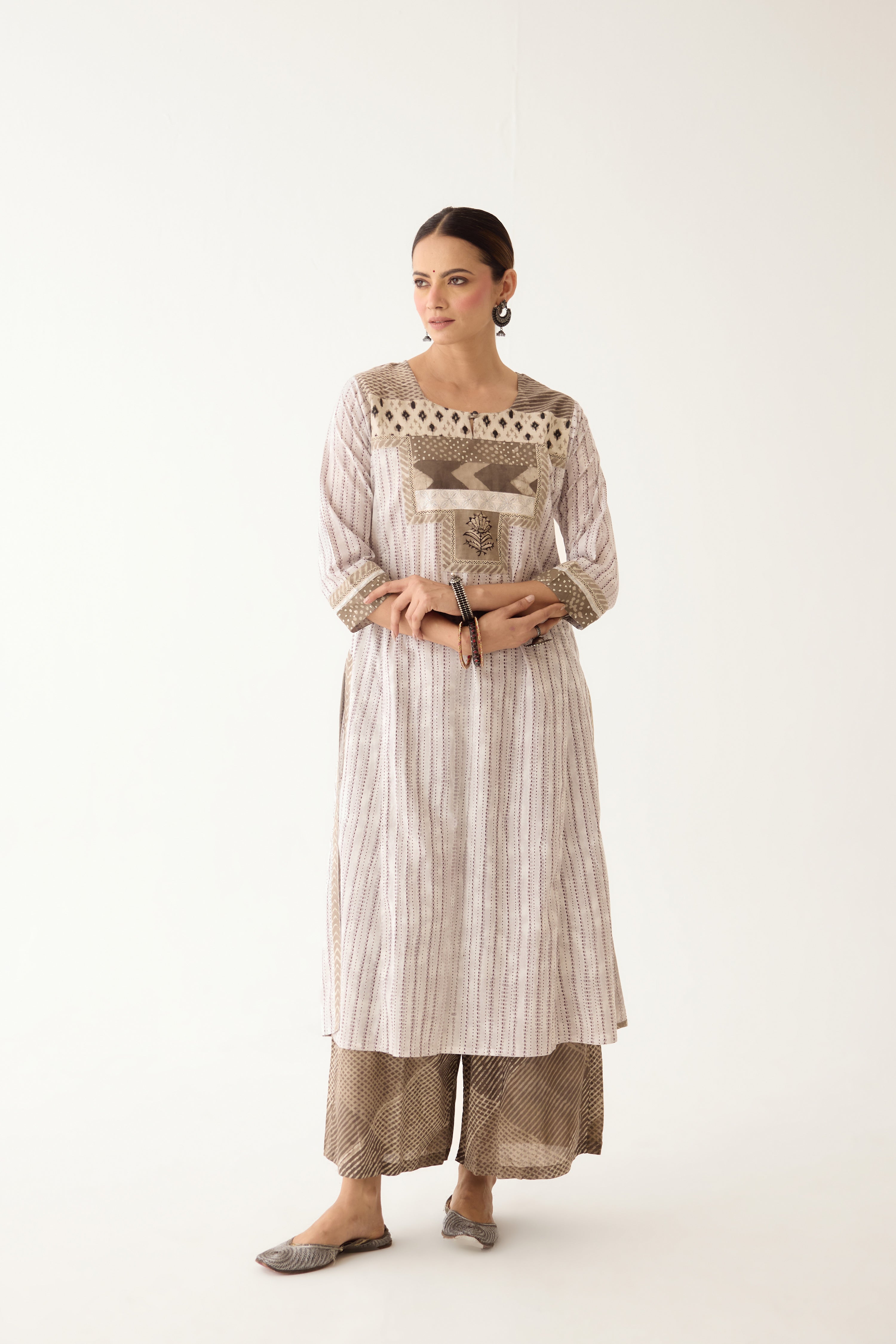 Rozana Kurta Light Grey/ Brown (Set of 3) (9996404293931)
