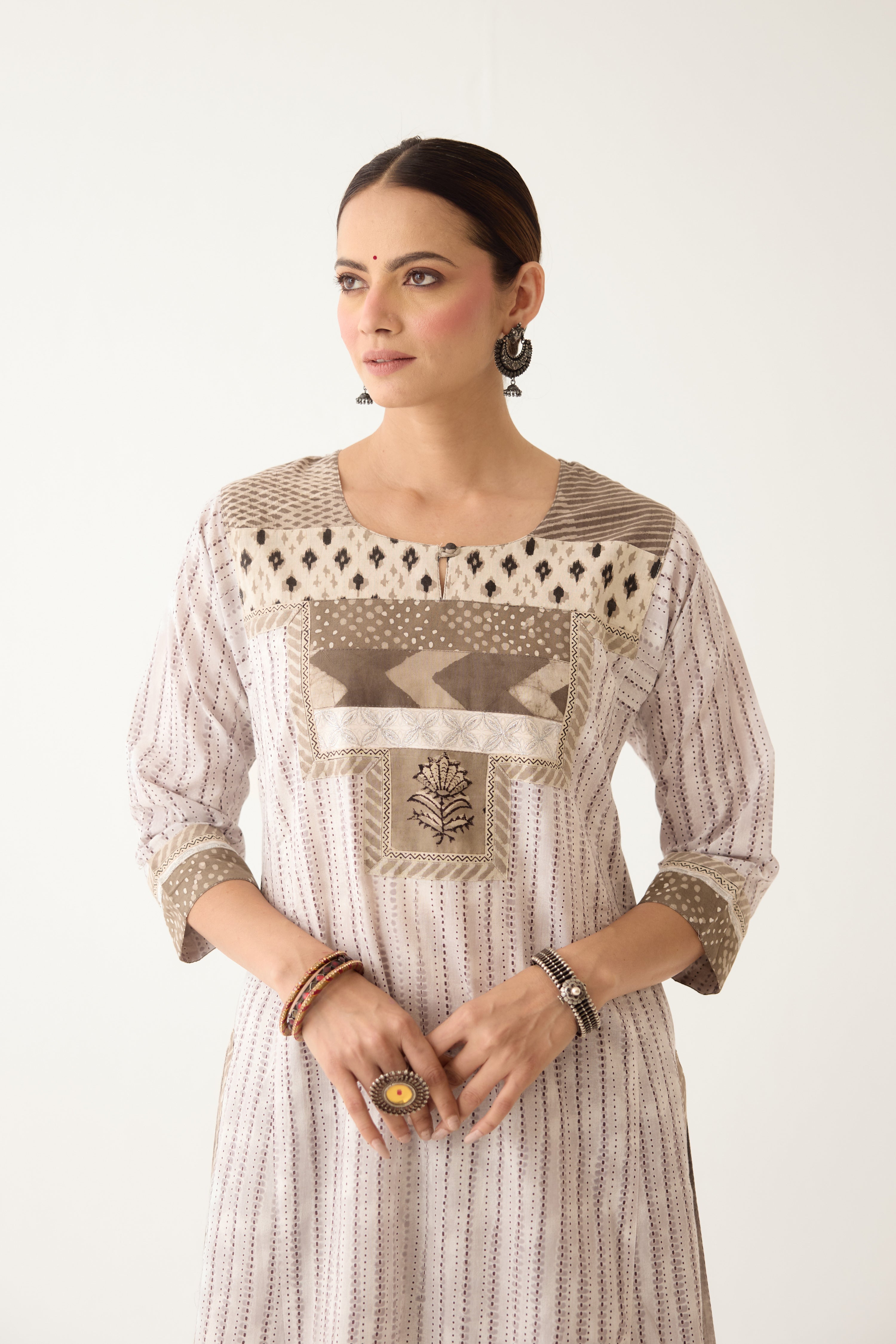 Rozana Kurta Light Grey/ Brown (Set of 3) (9996404293931)