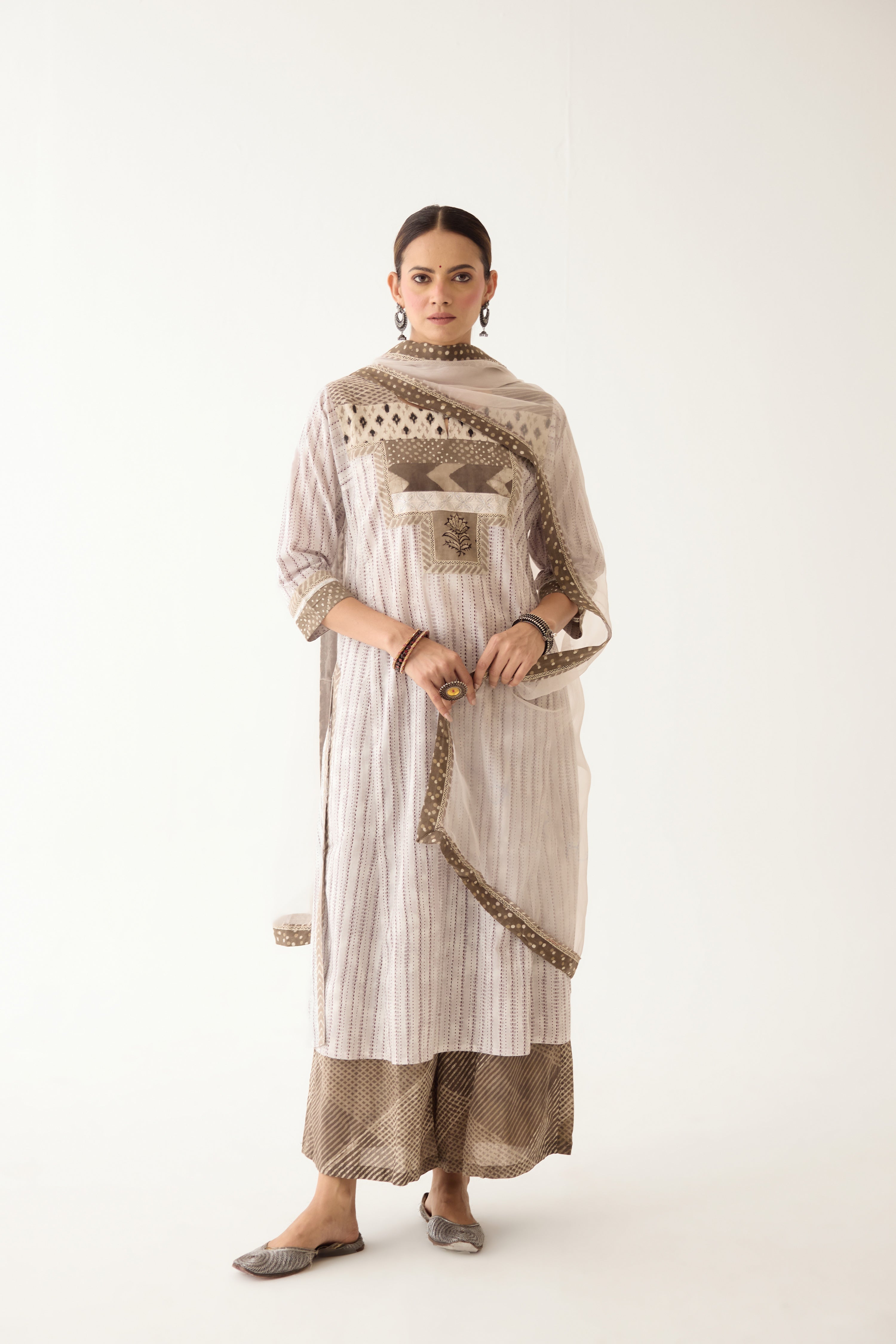 Rozana Kurta Light Grey/ Brown (Set of 3) (9996404293931)