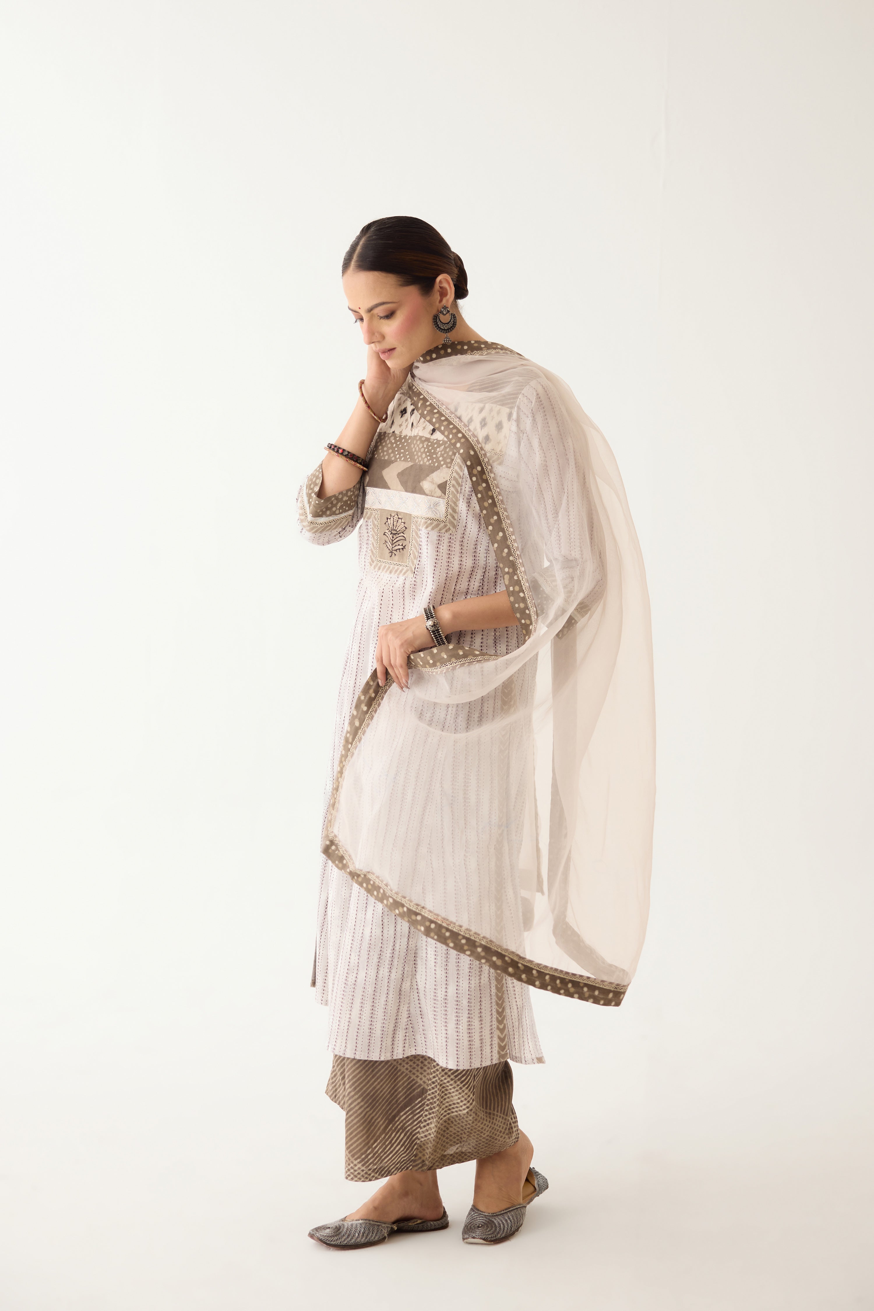 Rozana Kurta Light Grey/ Brown (Set of 3) (9996404293931)