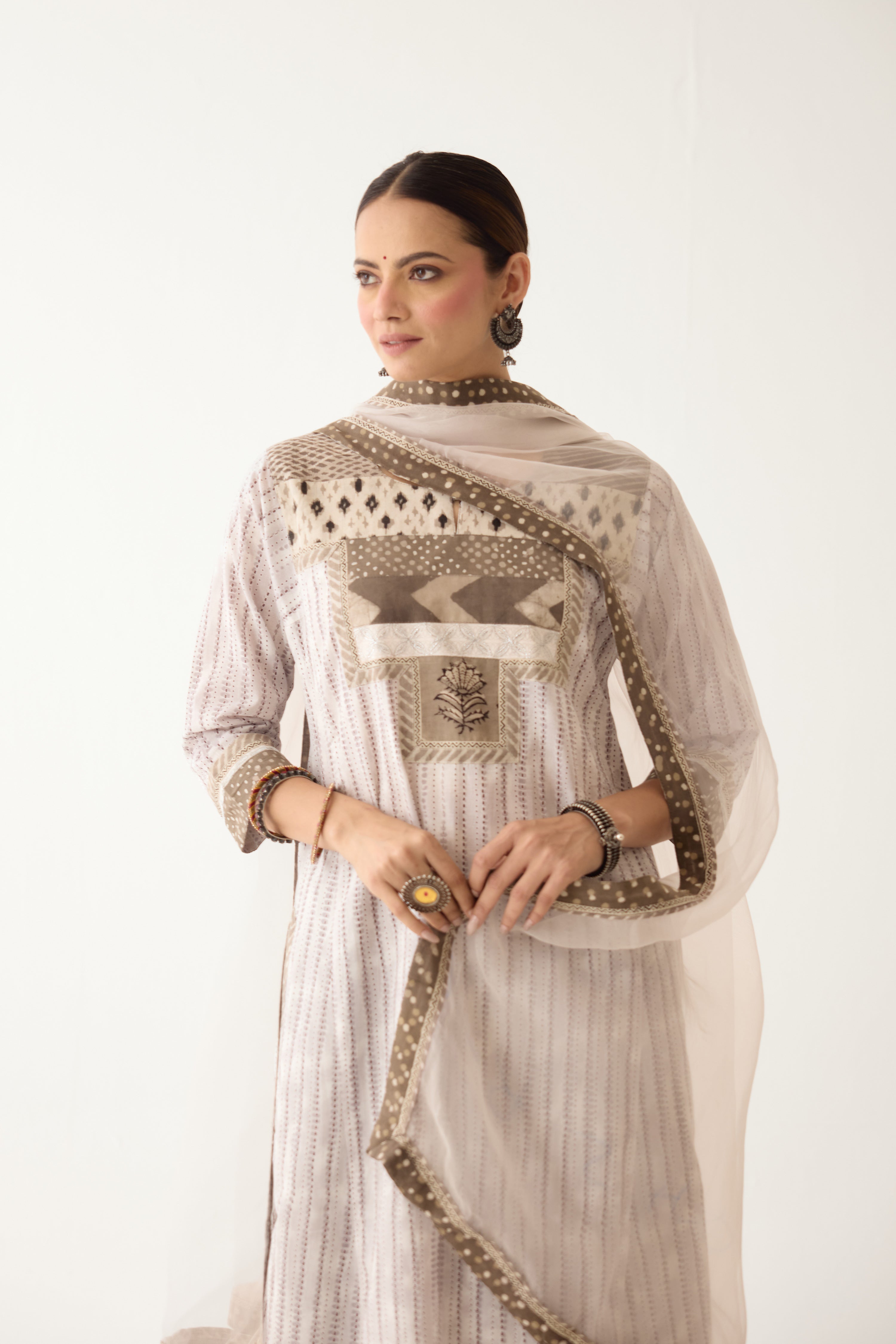 Rozana Kurta Light Grey/ Brown (Set of 3) (9996404293931)