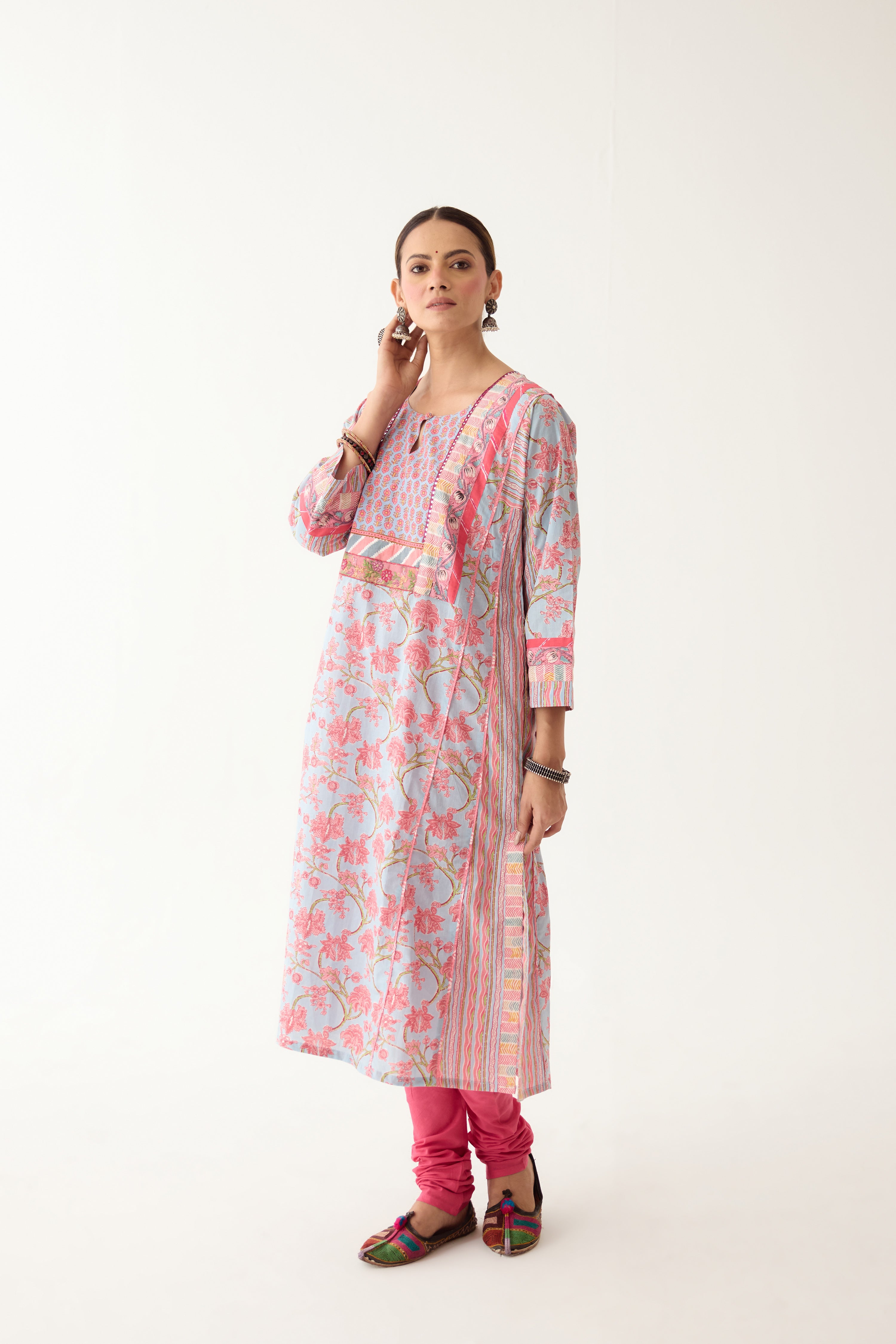 Adya Kurta Sky Blue/ Light Pink (Set of 3) (9996399477035)
