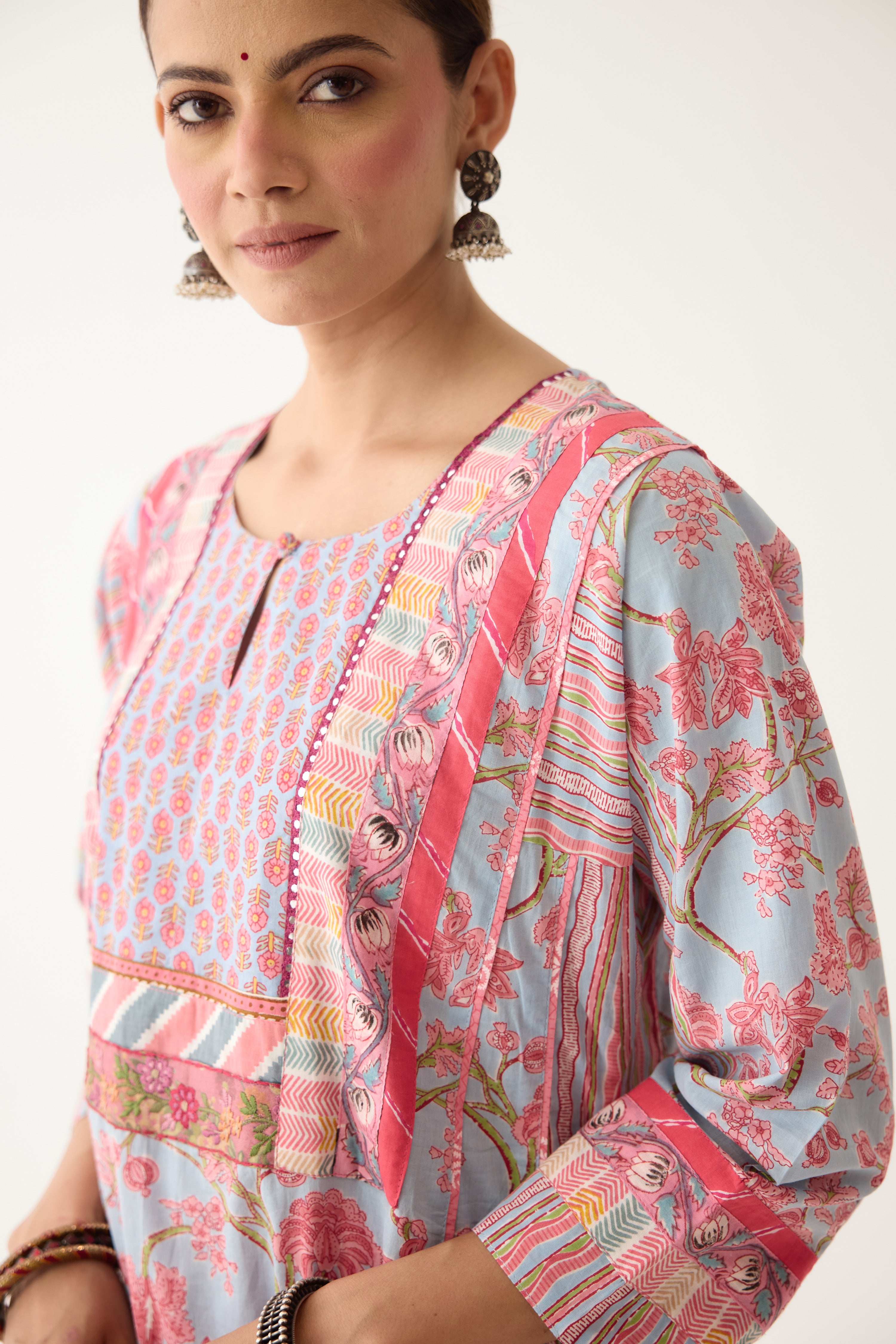 Adya Kurta Sky Blue/ Light Pink (Set of 3) (9996399477035)