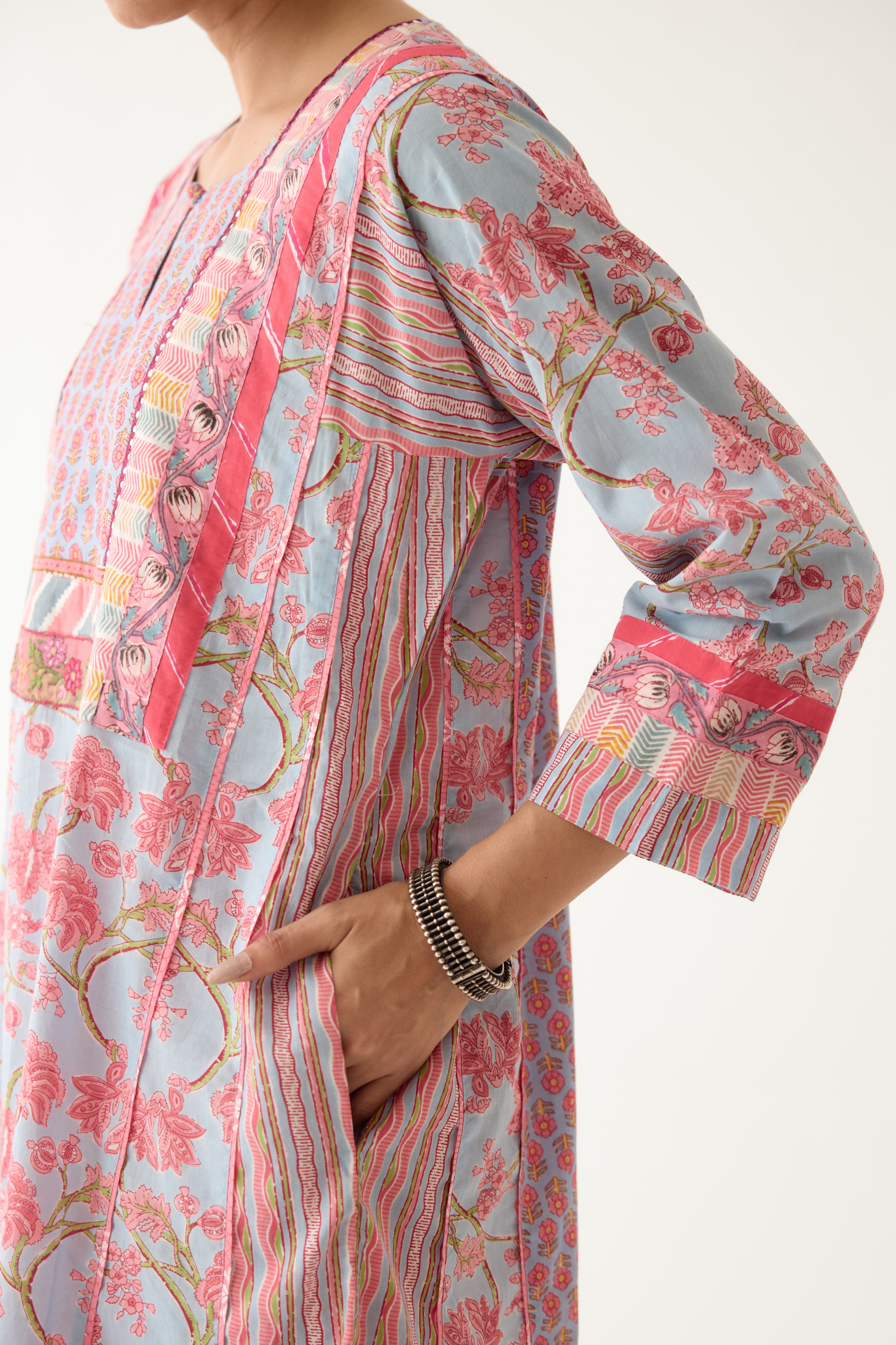 Adya Kurta Sky Blue/ Light Pink (Set of 3) (9996399477035)