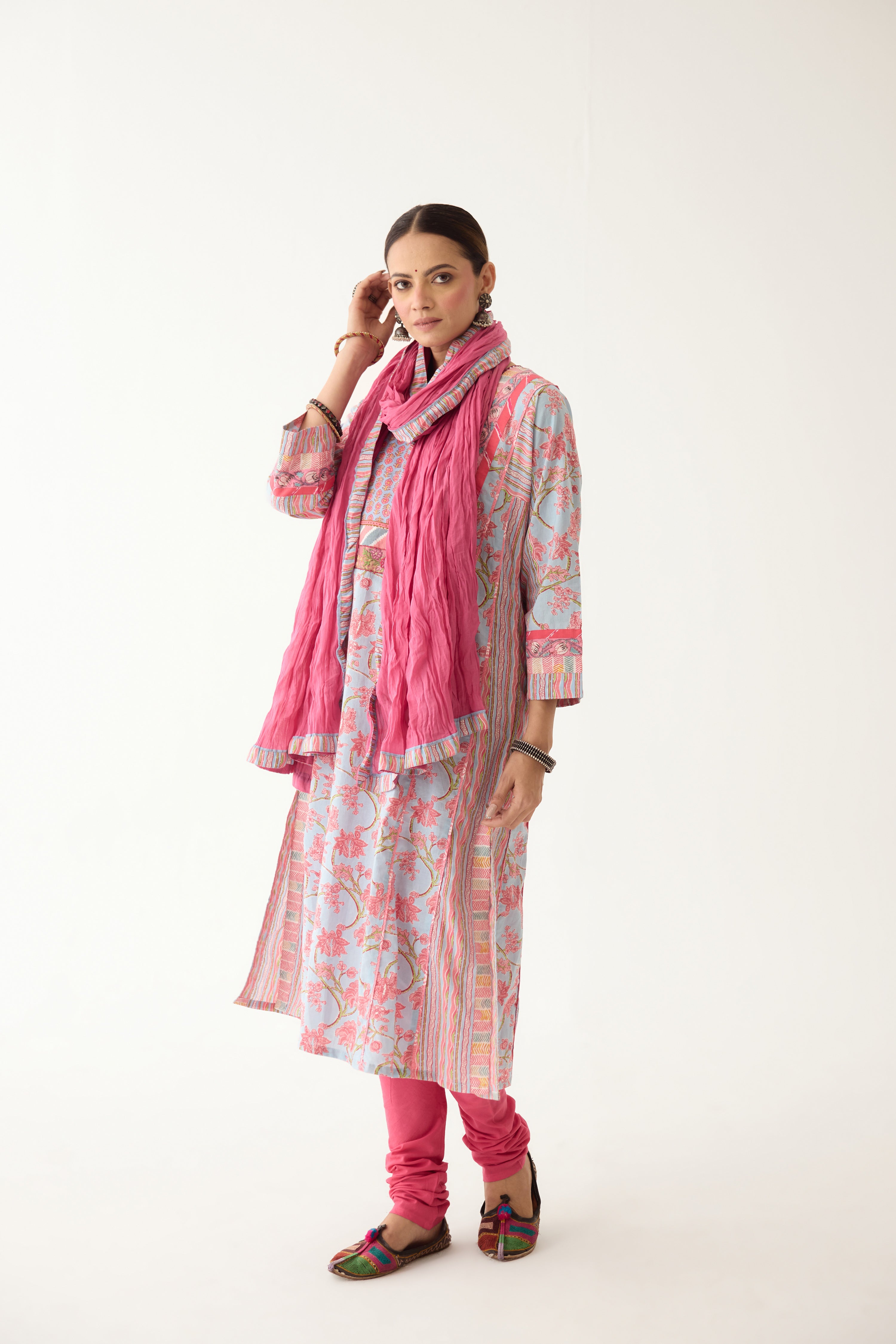 Adya Kurta Sky Blue/ Light Pink (Set of 3) (9996399477035)