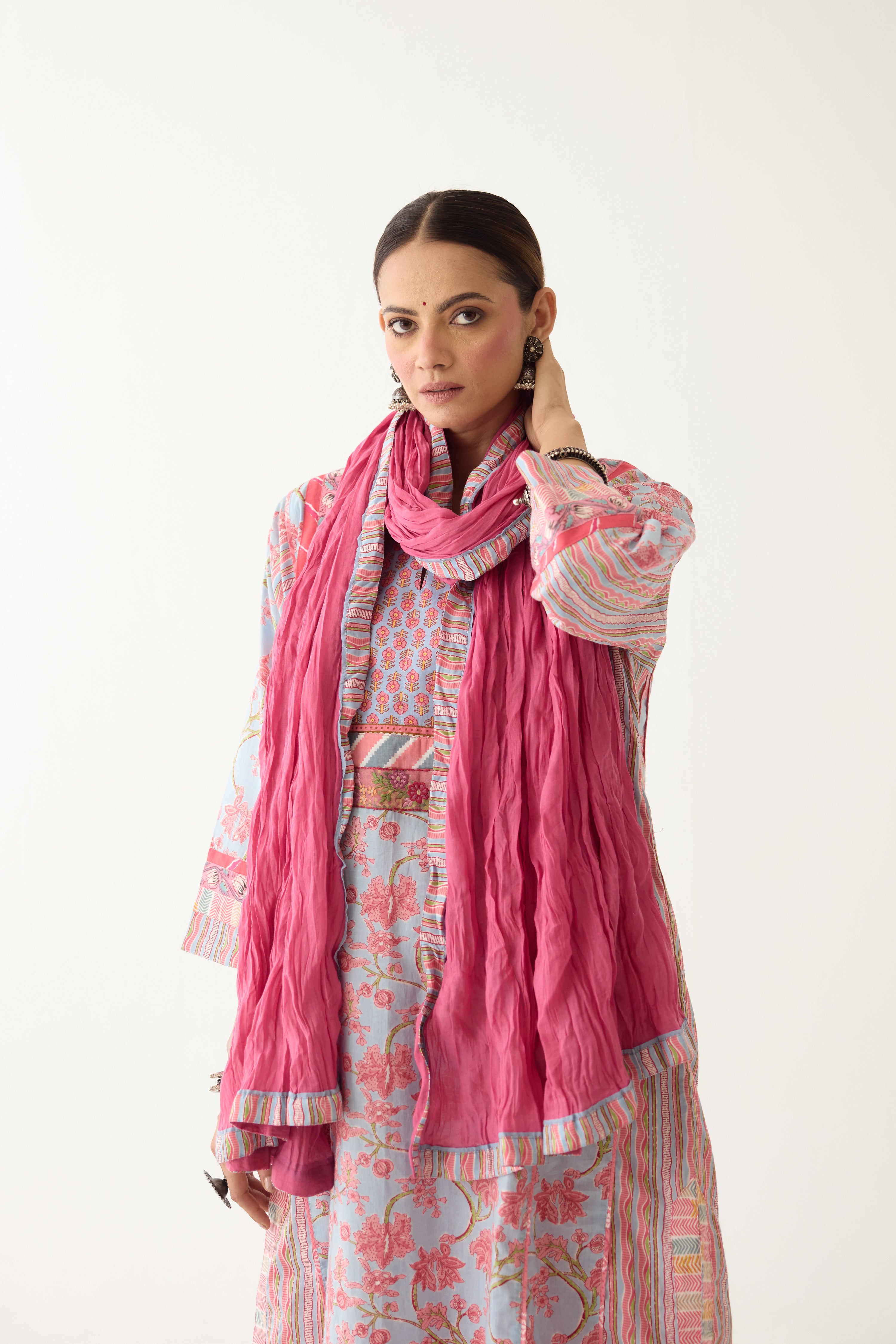 Adya Kurta Sky Blue/ Light Pink (Set of 3) (9996399477035)