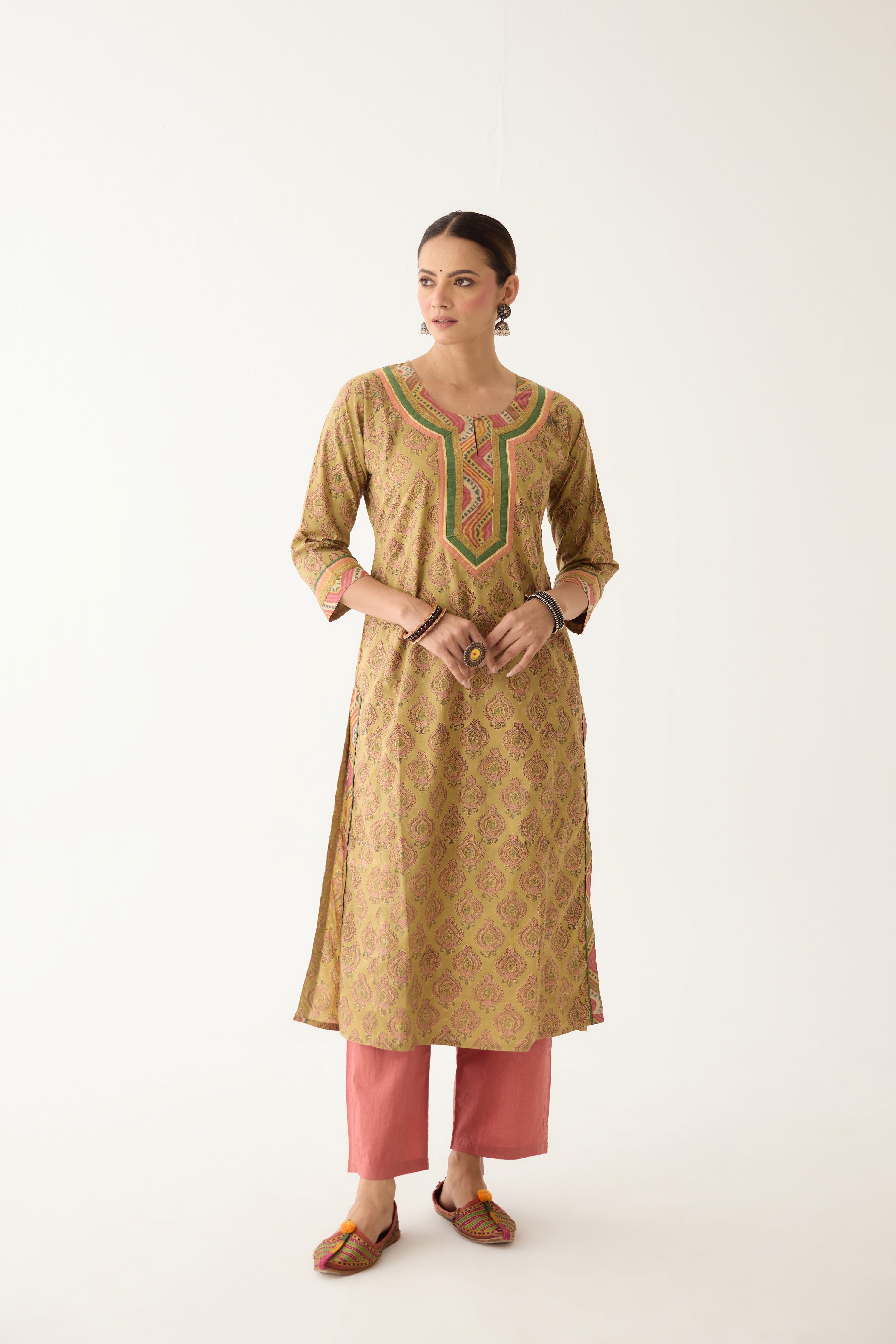 Rozana Kurta Pista Green / Peach (Set of 3) (9996248383787)