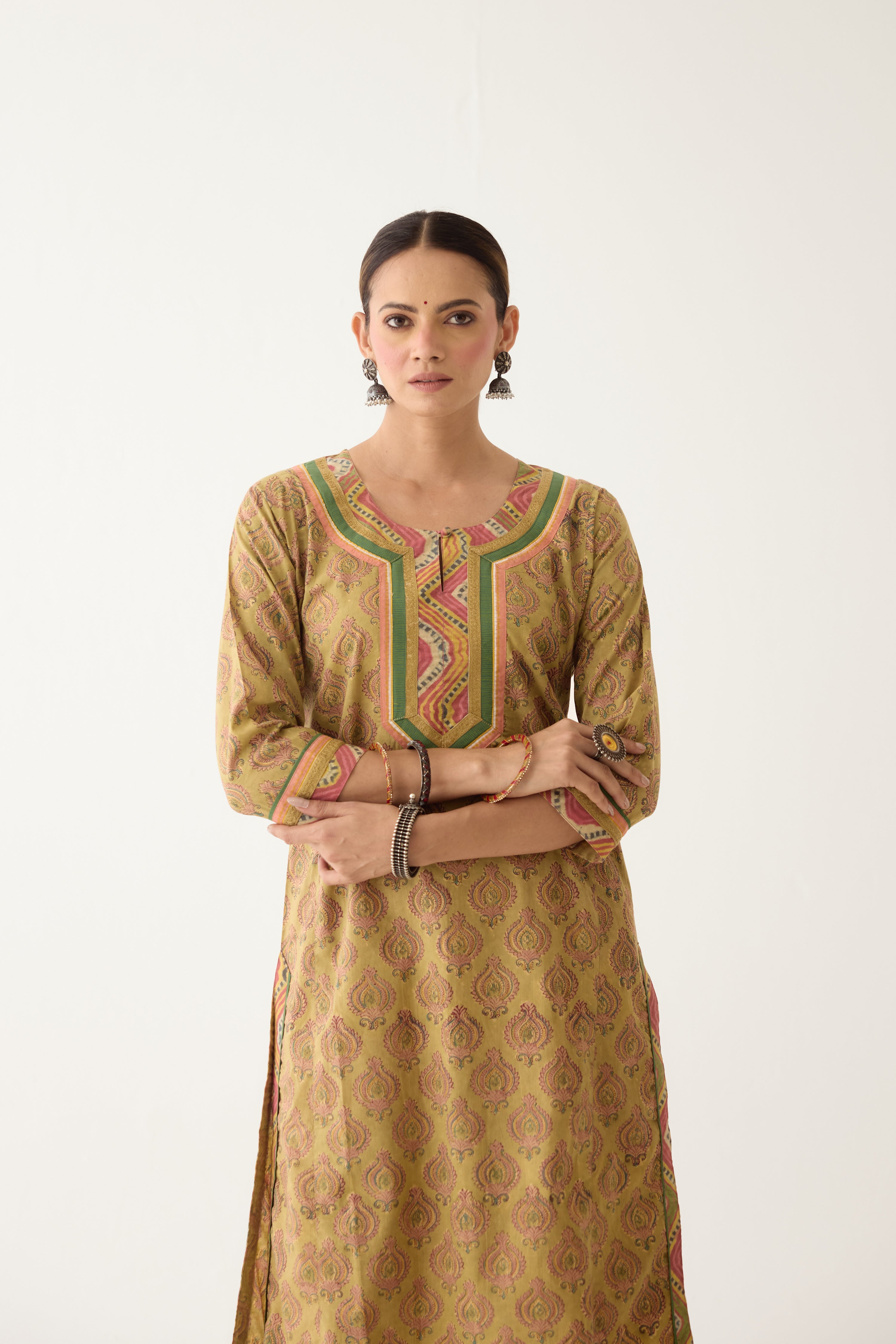 Rozana Kurta Pista Green / Peach (Set of 3) (9996248383787)