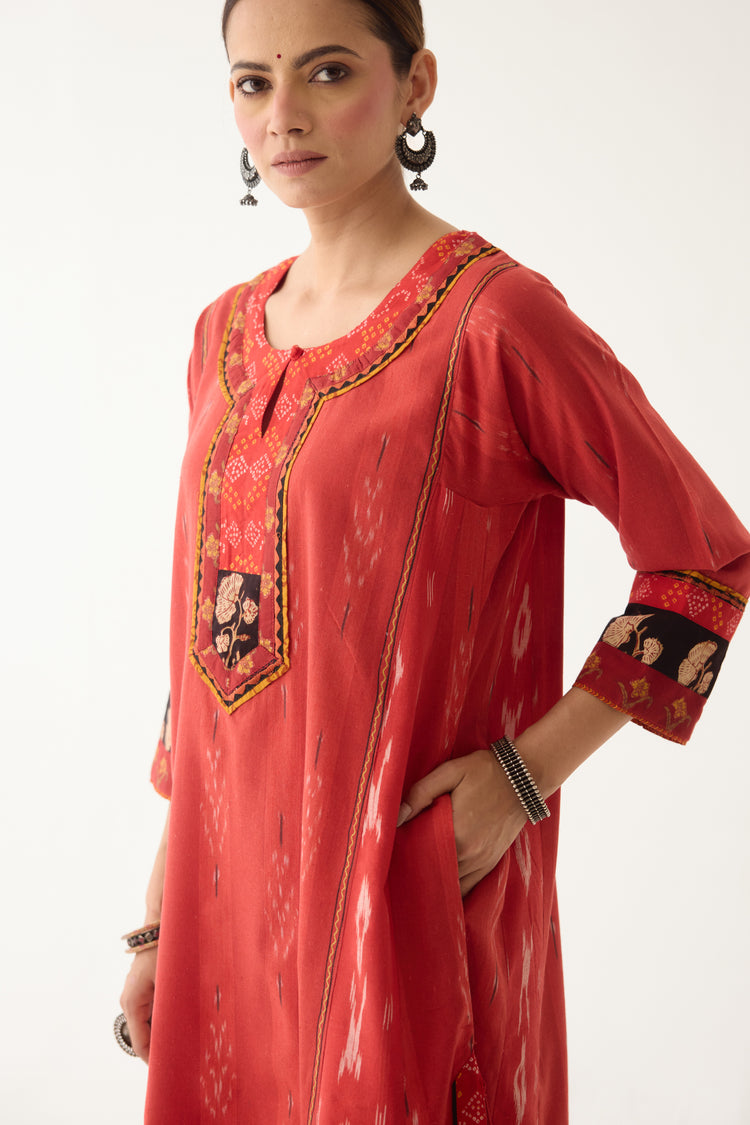 Rozana Kurta Red/ Orange (Set of 3) (9996724797739)