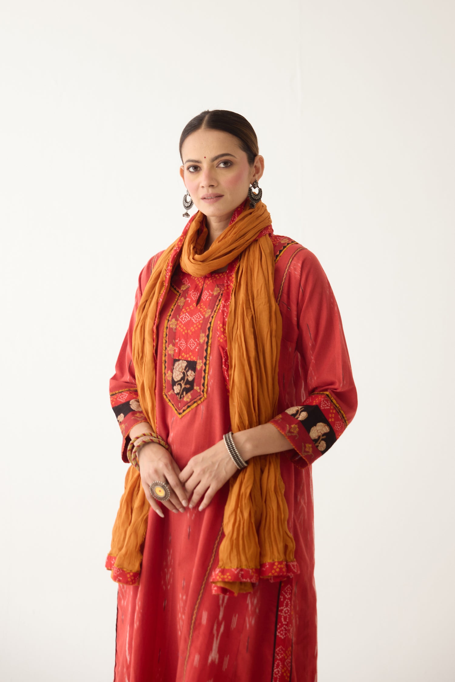 Rozana Kurta Red/ Orange (Set of 3) (9996724797739)