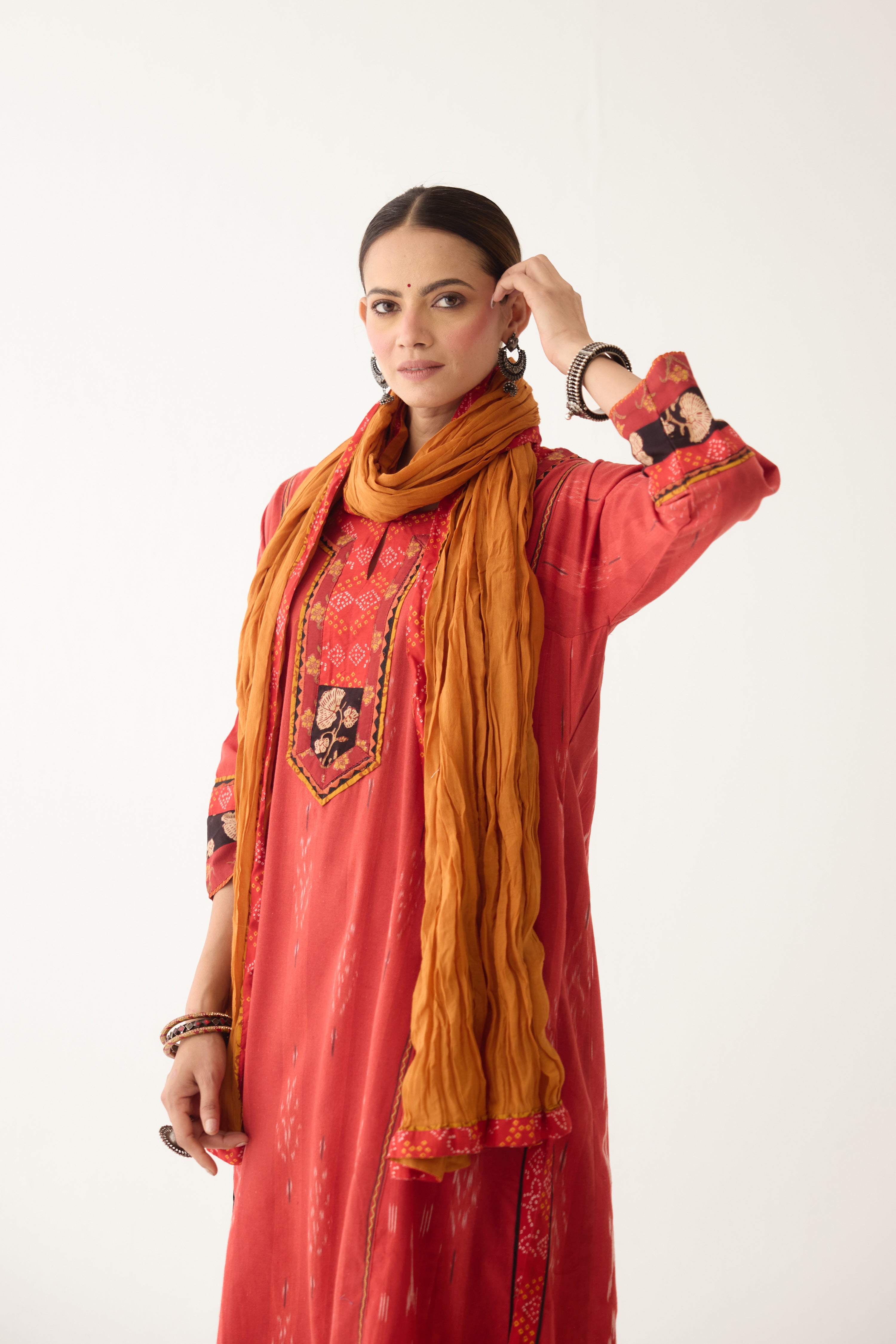 Rozana Kurta Red/ Orange (Set of 3) (9996724797739)