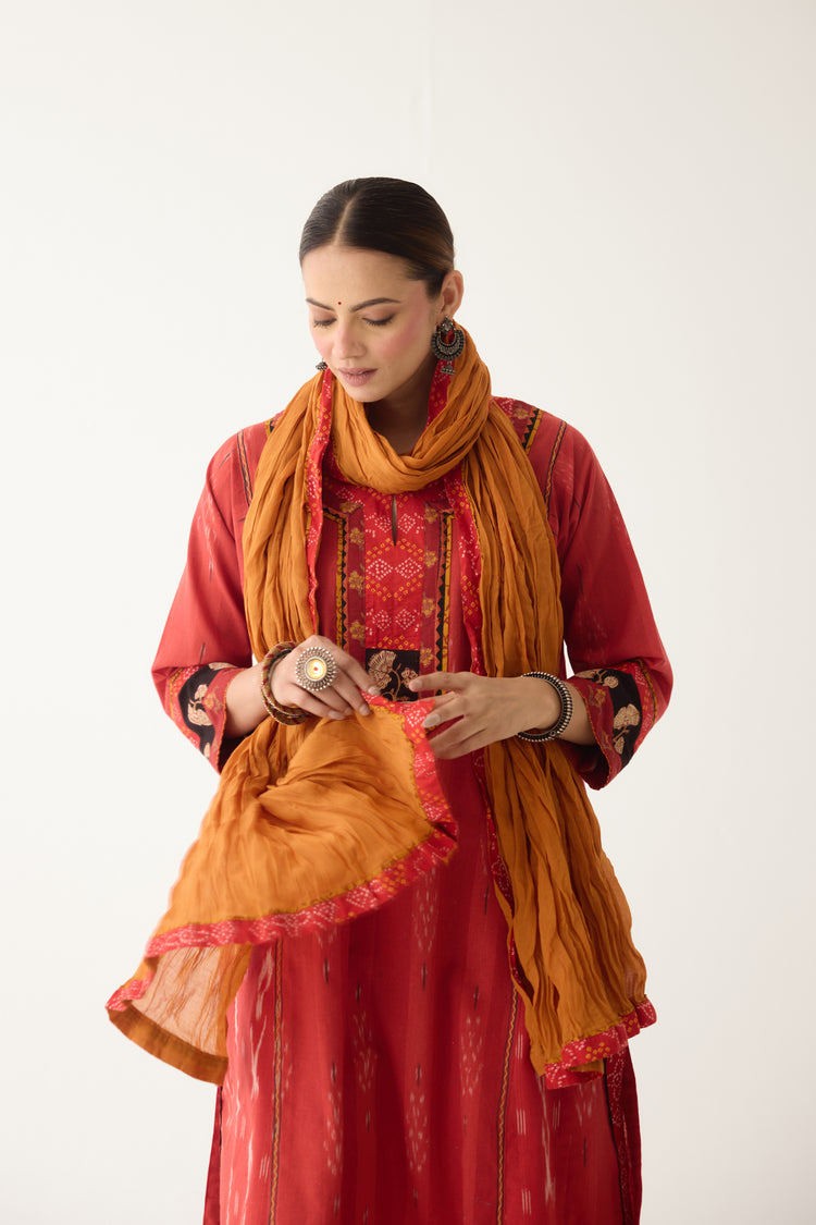 Rozana Kurta Red/ Orange (Set of 3) (9996724797739)