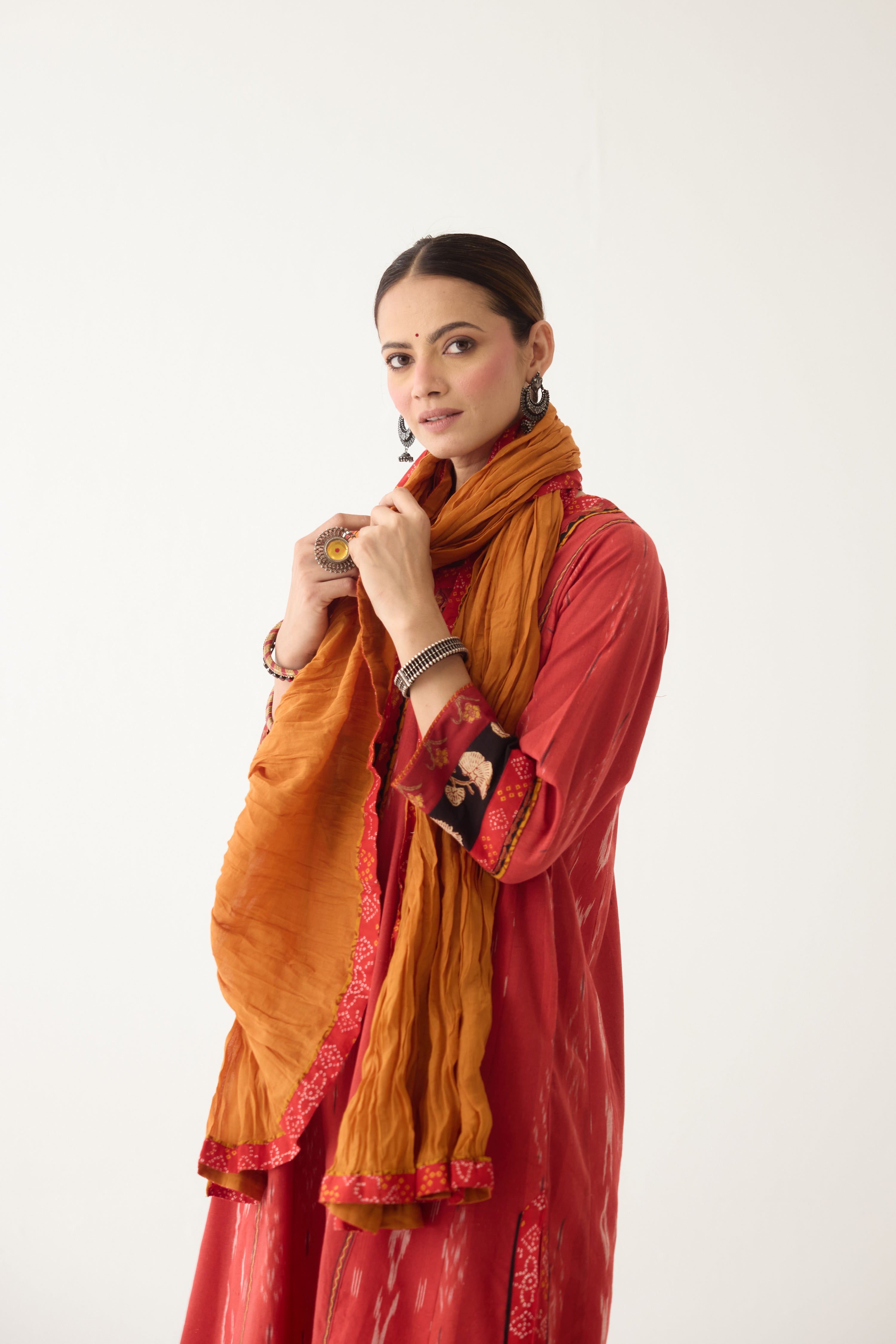 Rozana Kurta Red/ Orange (Set of 3) (9996724797739)