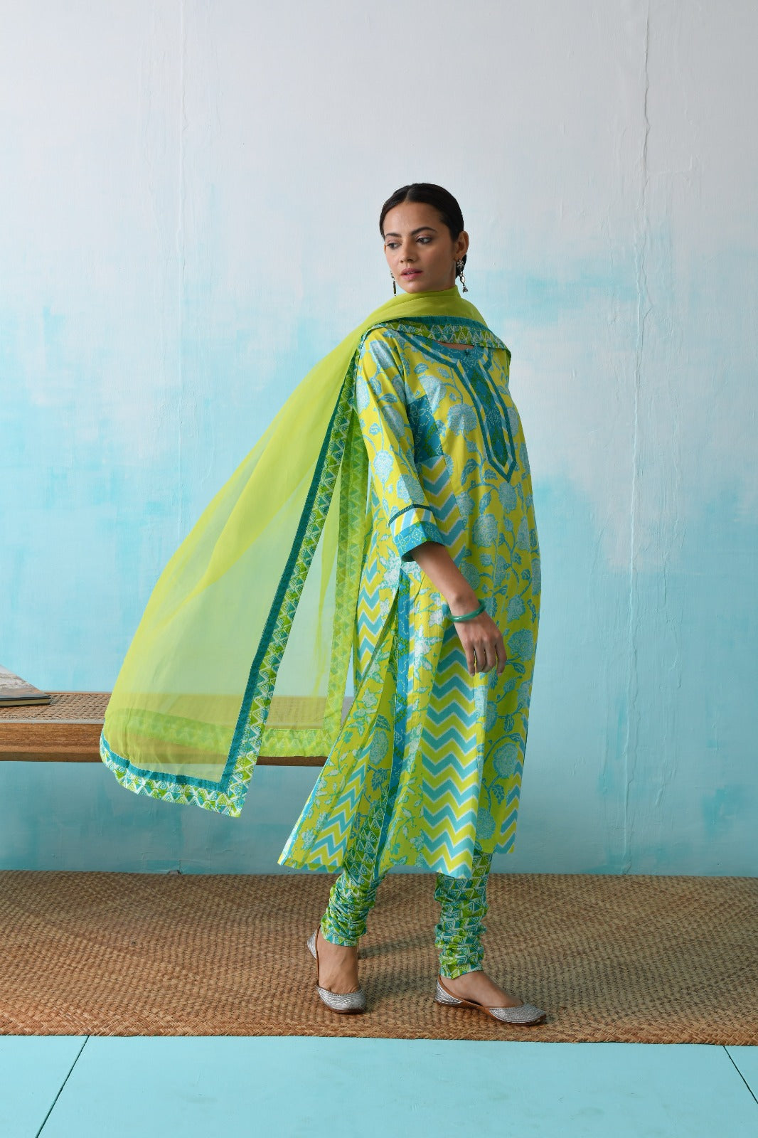 Choga Kurta Parrot Green Turquoise (8342814490923)