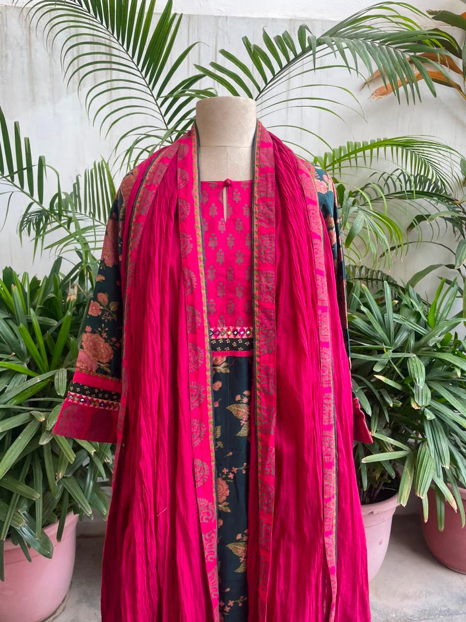 Crinkled Cotton Dupatta Pink