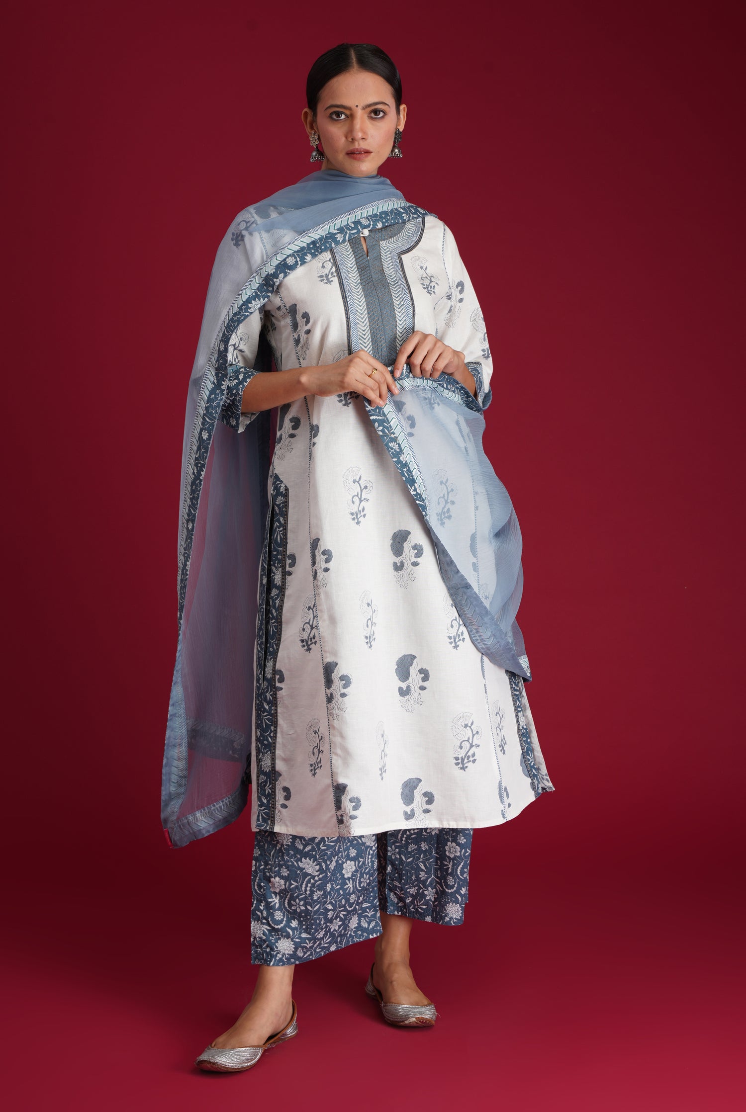Rozana Chiffon Dupatta Steel Blue (7135734693935)
