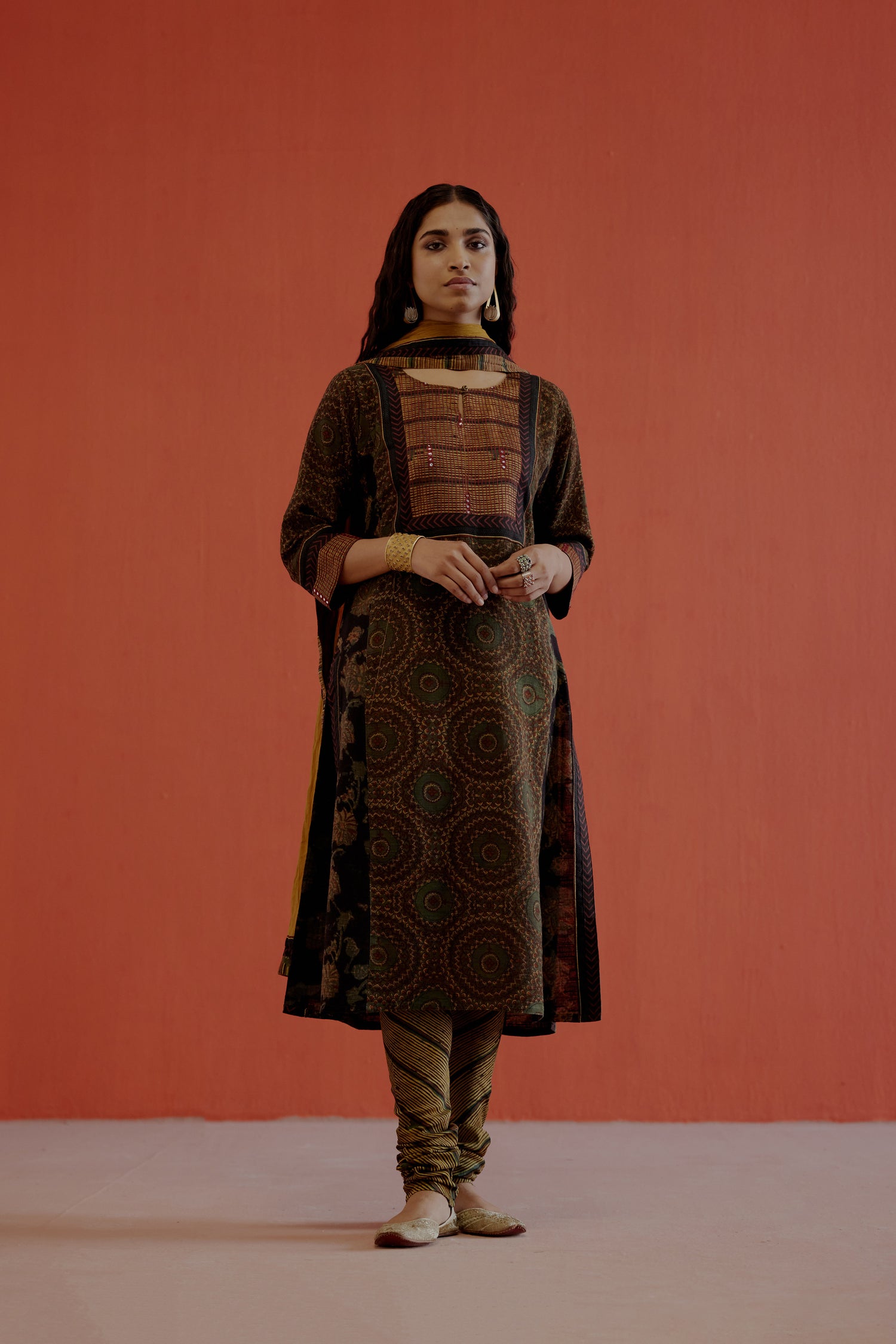 Rozana Cotton Crinkled Dupatta Ochre (8019738820907)