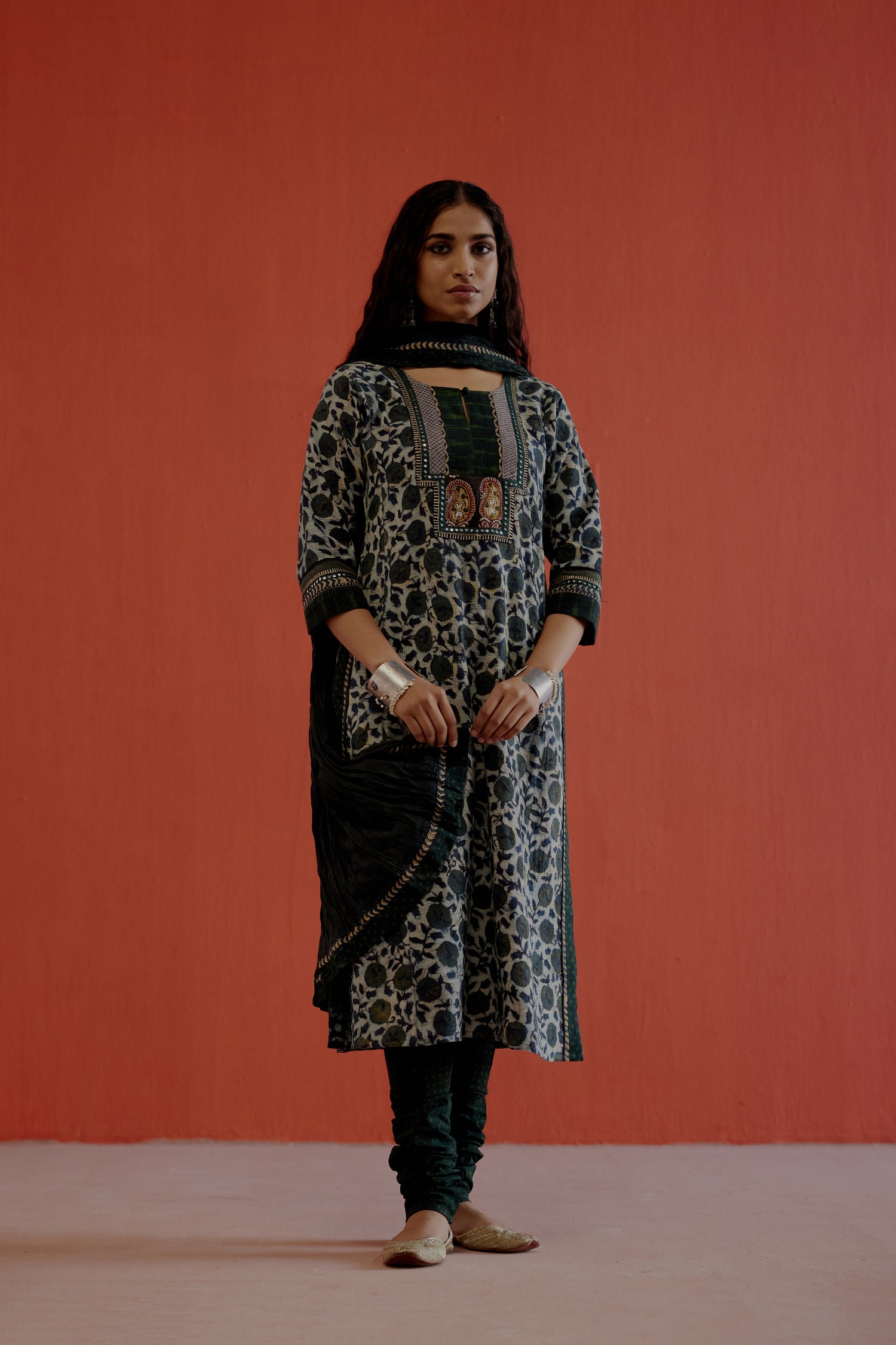 Rozana Cotton Crinkled Dupatta Bottle Green (8012884476203)