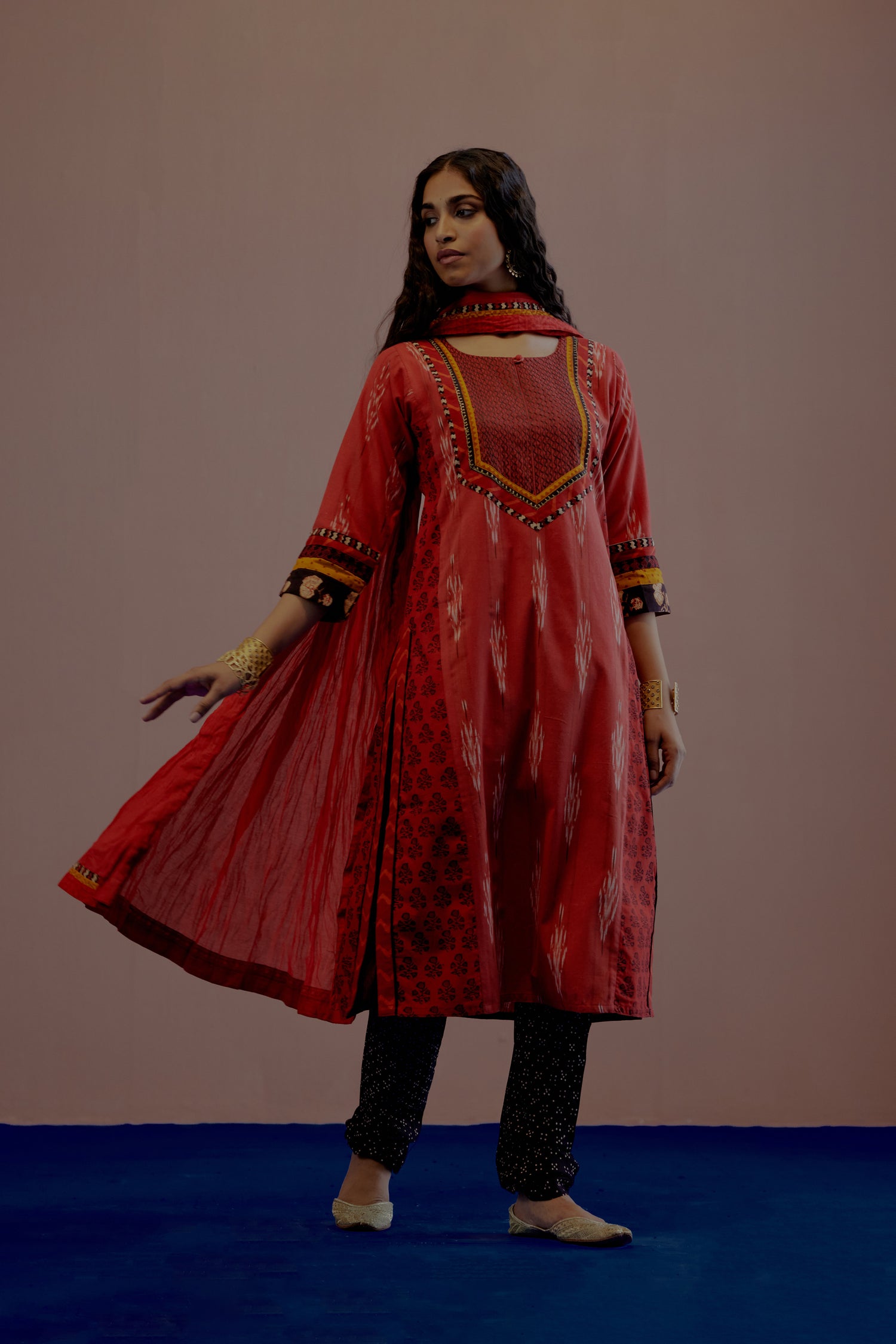 Rozana Cotton Crinkled Dupatta Red (8019729580331)