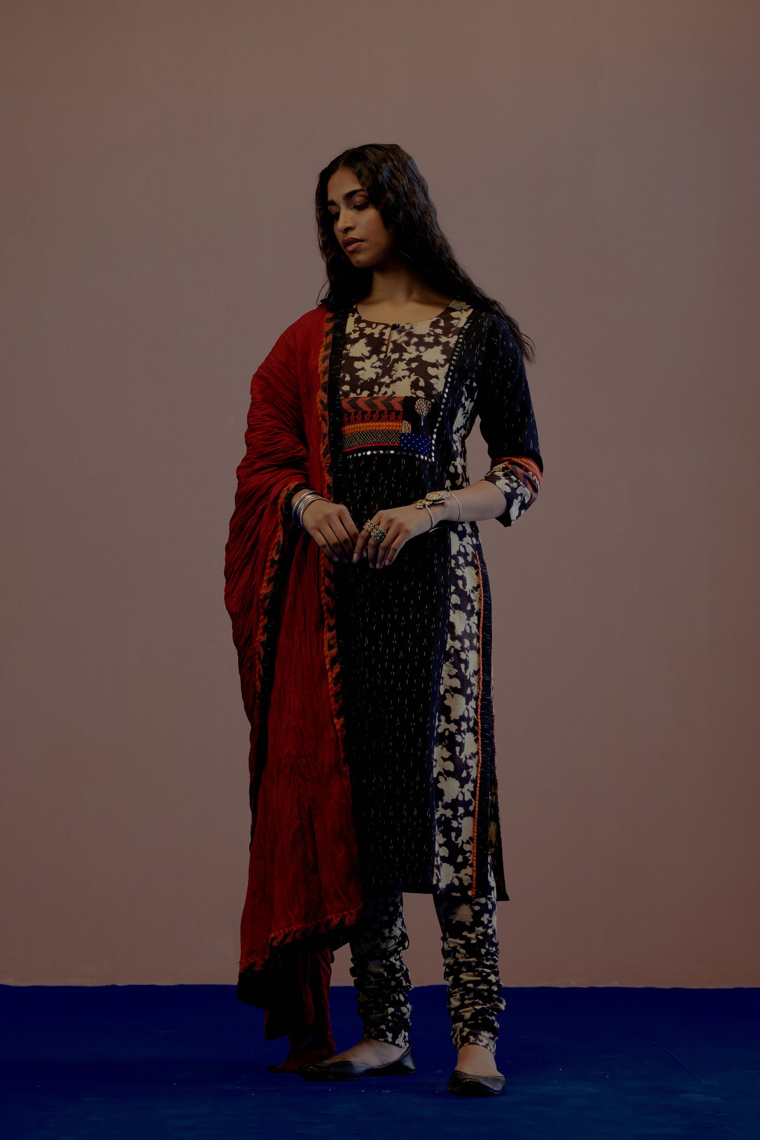 Rozana Cotton Crinkled Dupatta Red (8019722240299)