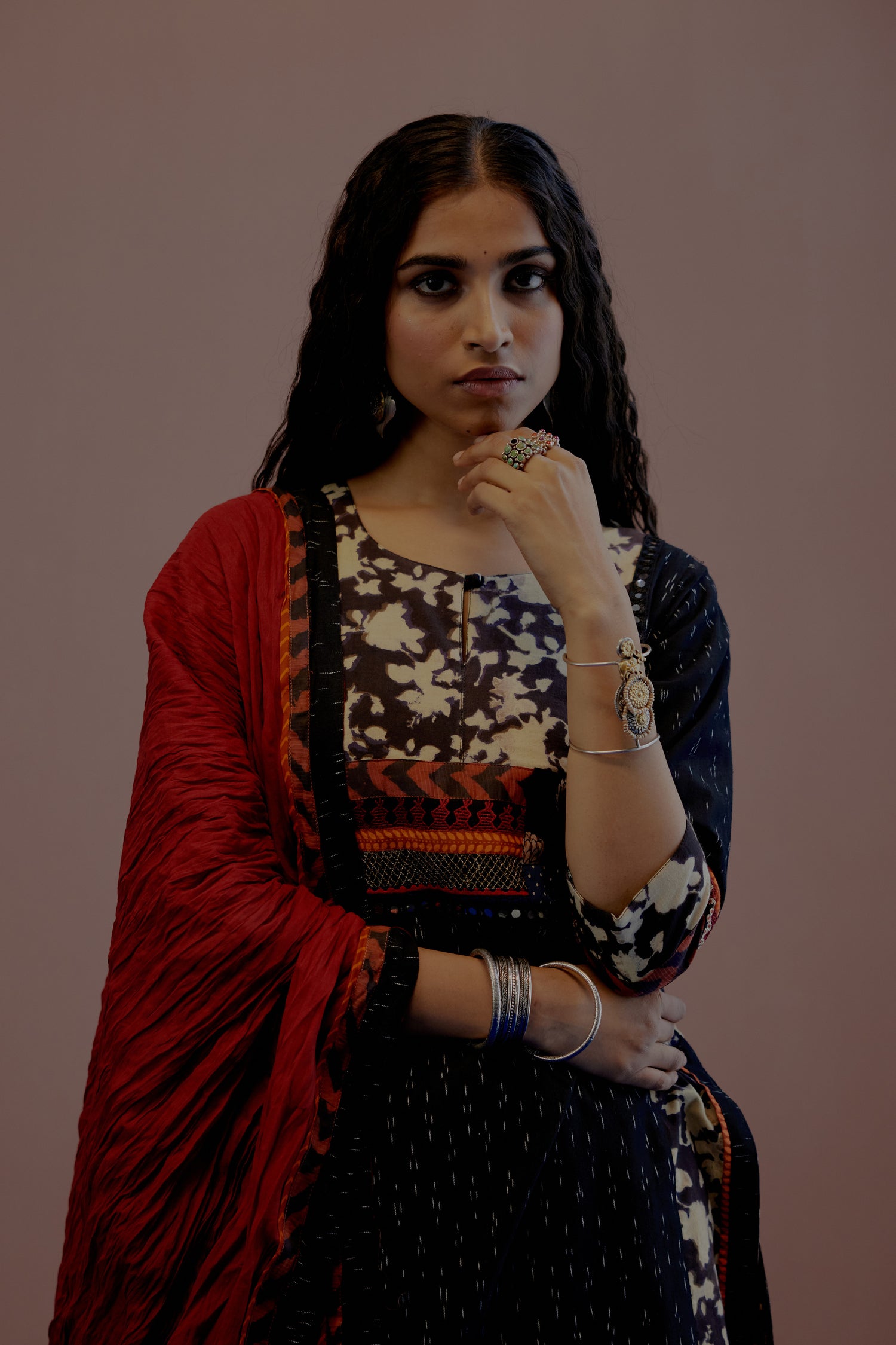 Rozana Cotton Crinkled Dupatta Red (8019722240299)