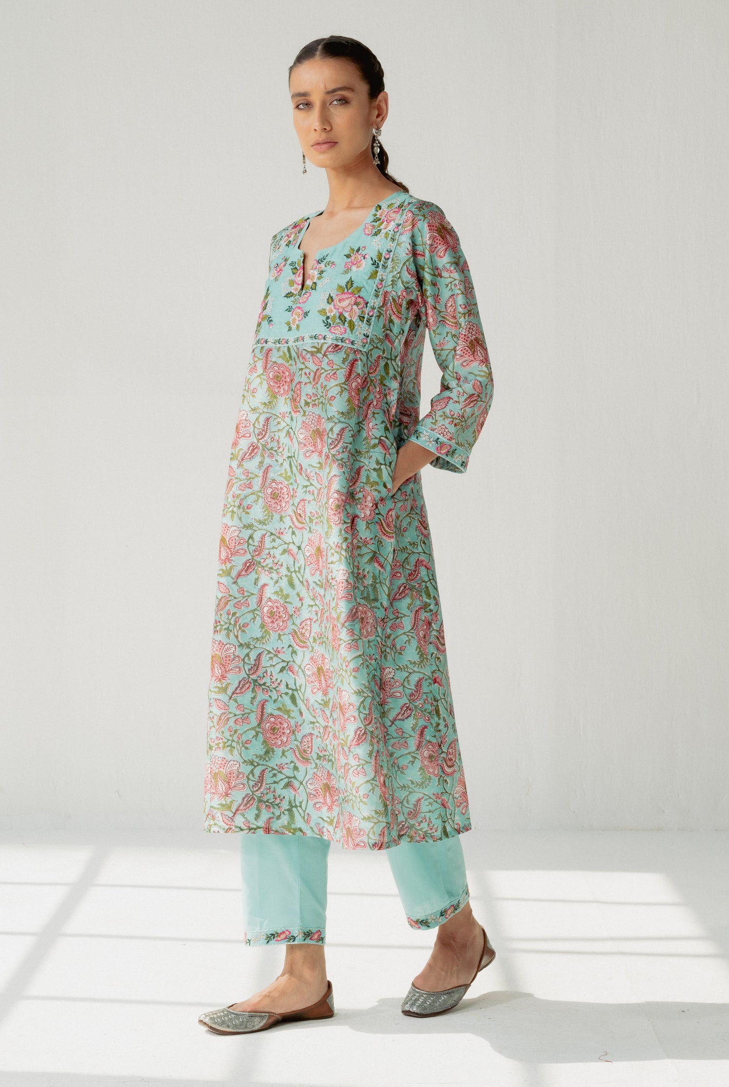 Tulsi Kurta Peach Sea Green (8164738531627)