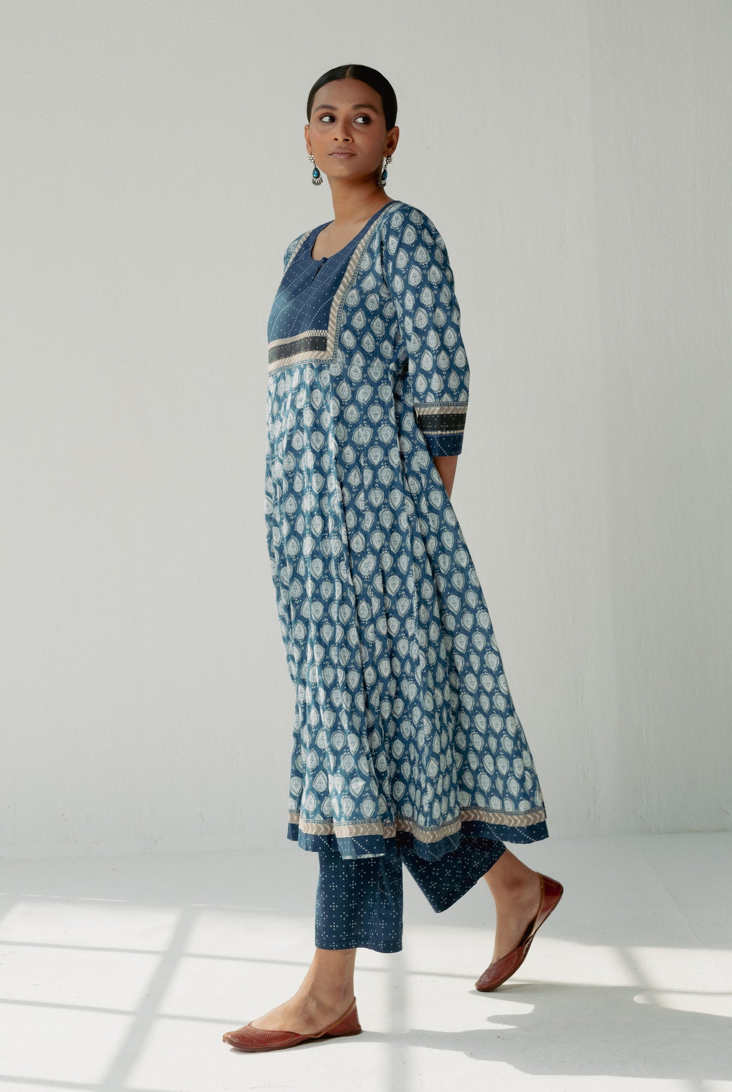 Crinkled Anarkali Kurta Blue (8161818247467)