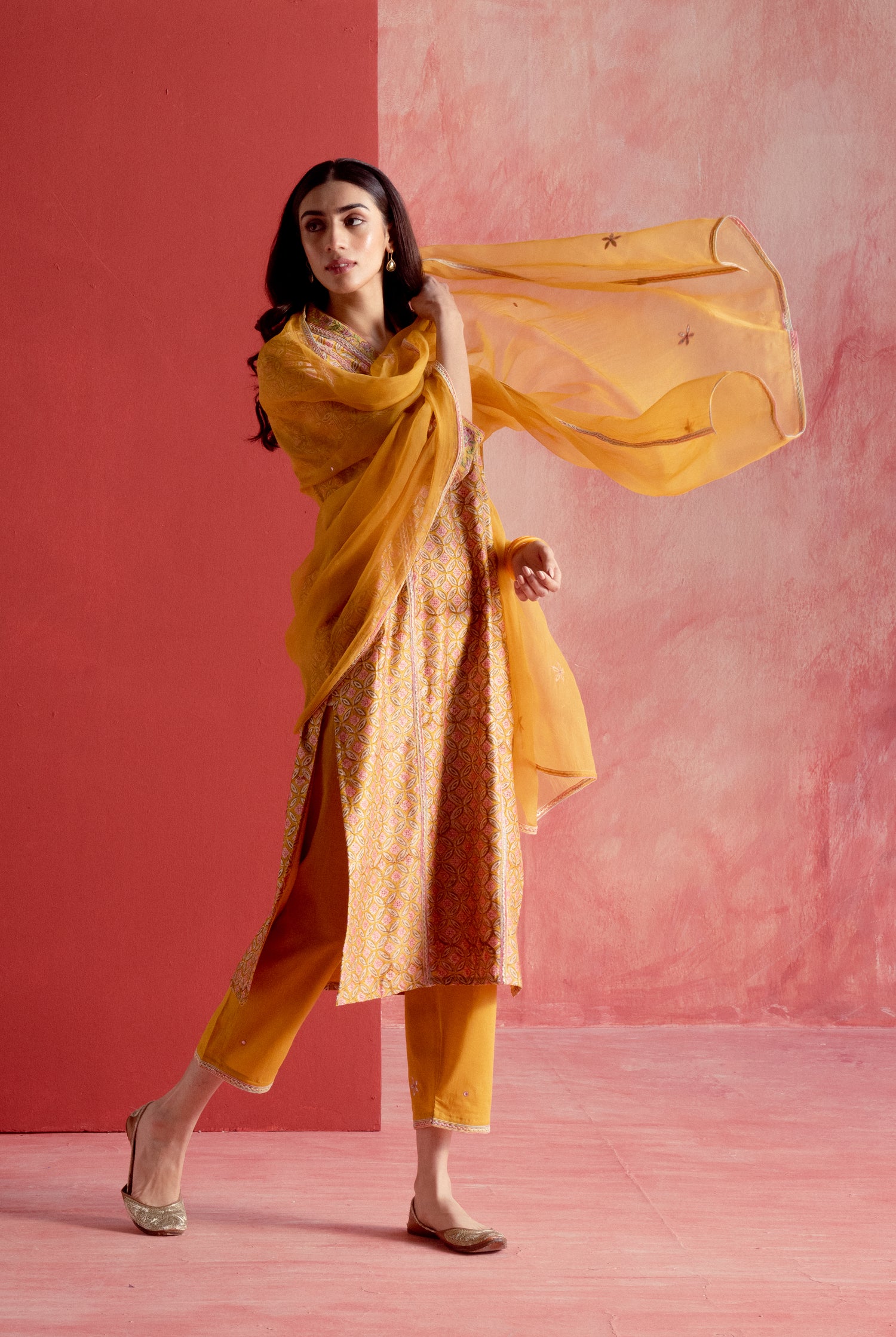Daisy Dupatta Mustard (8128279052587)