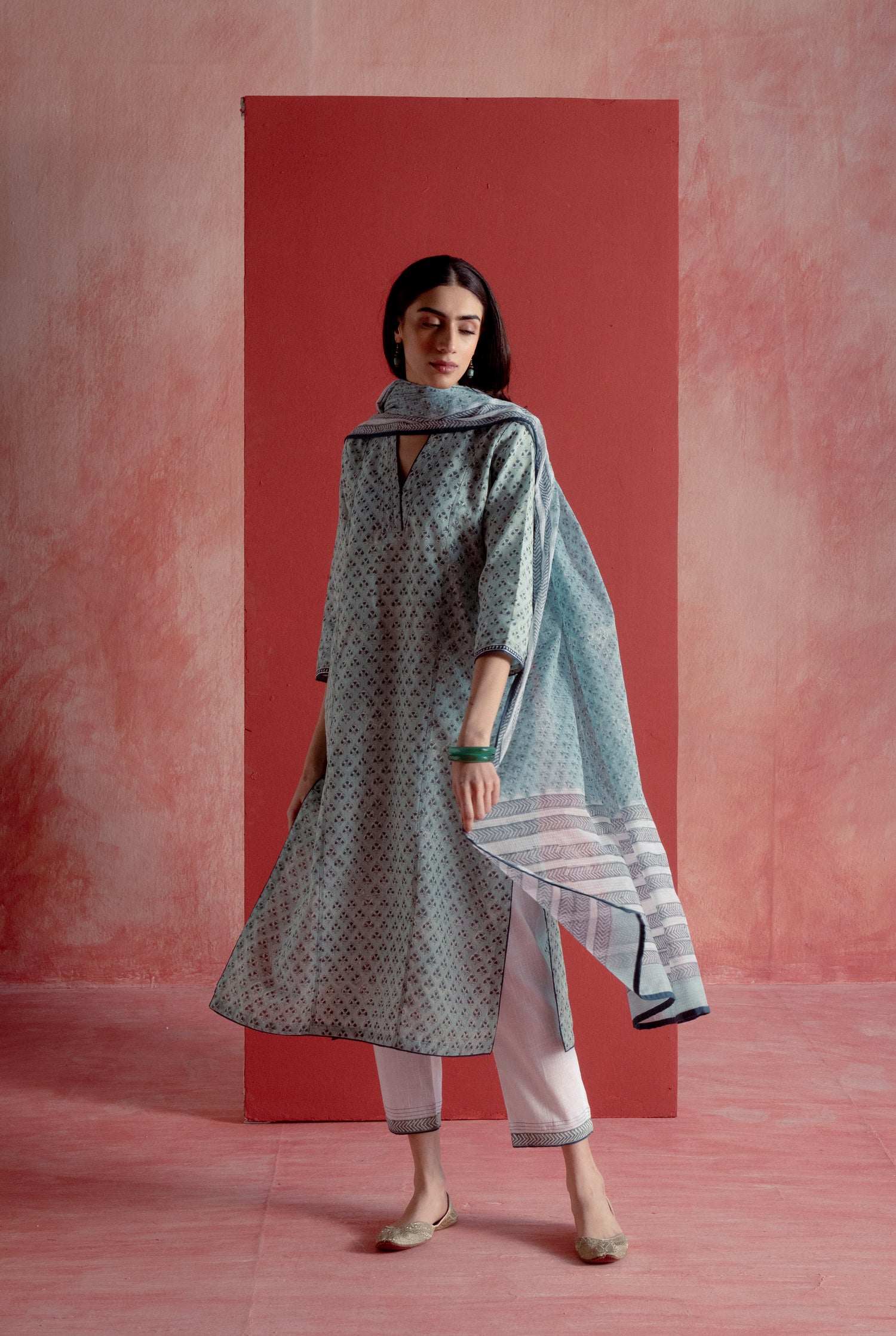 Daisy Dupatta Sea Green (8128295371051)