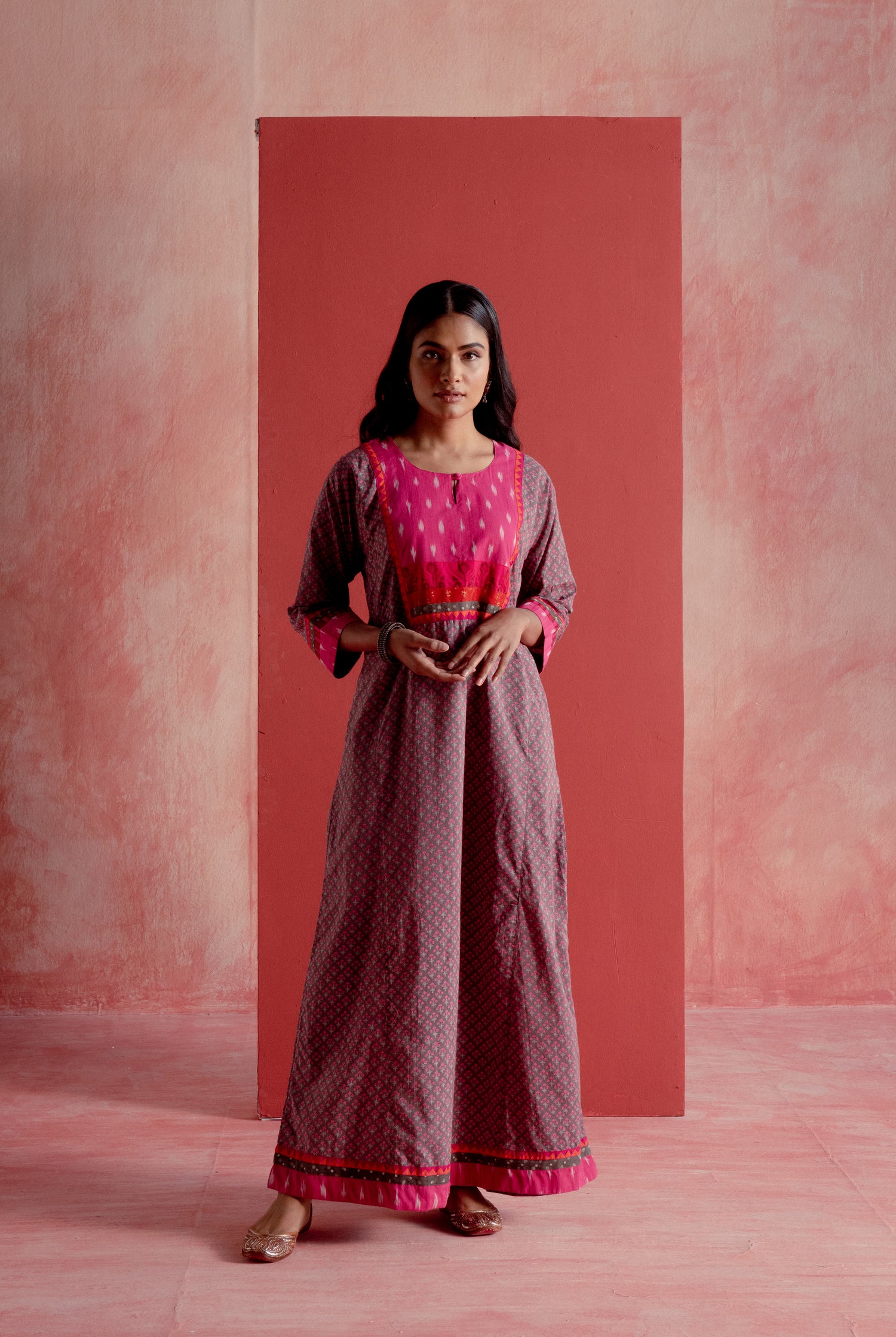 Indrani Caftan Grey Pink (8128337379627)