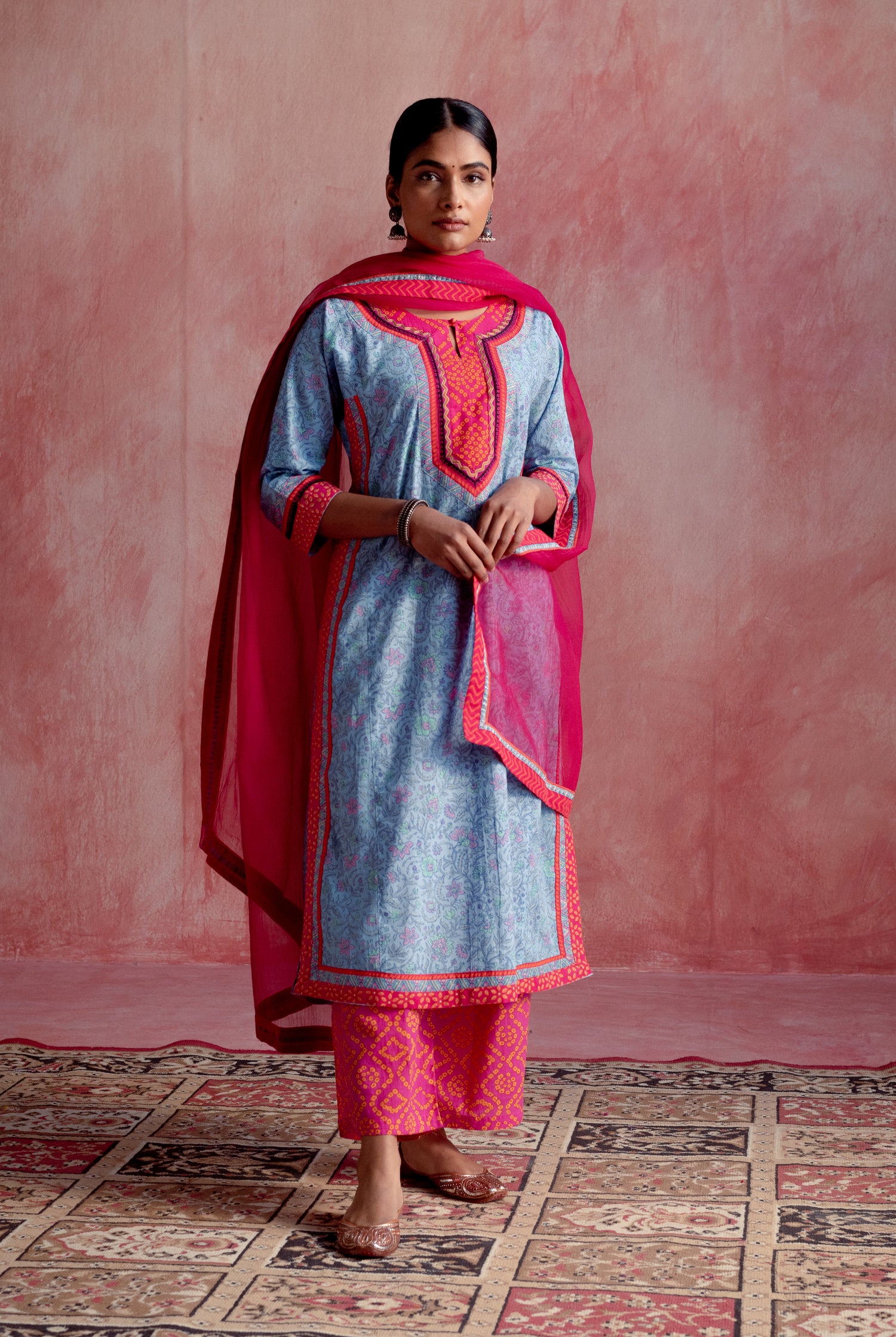 Rozana Chiffon Dupatta Deep Pink (8129368359211)
