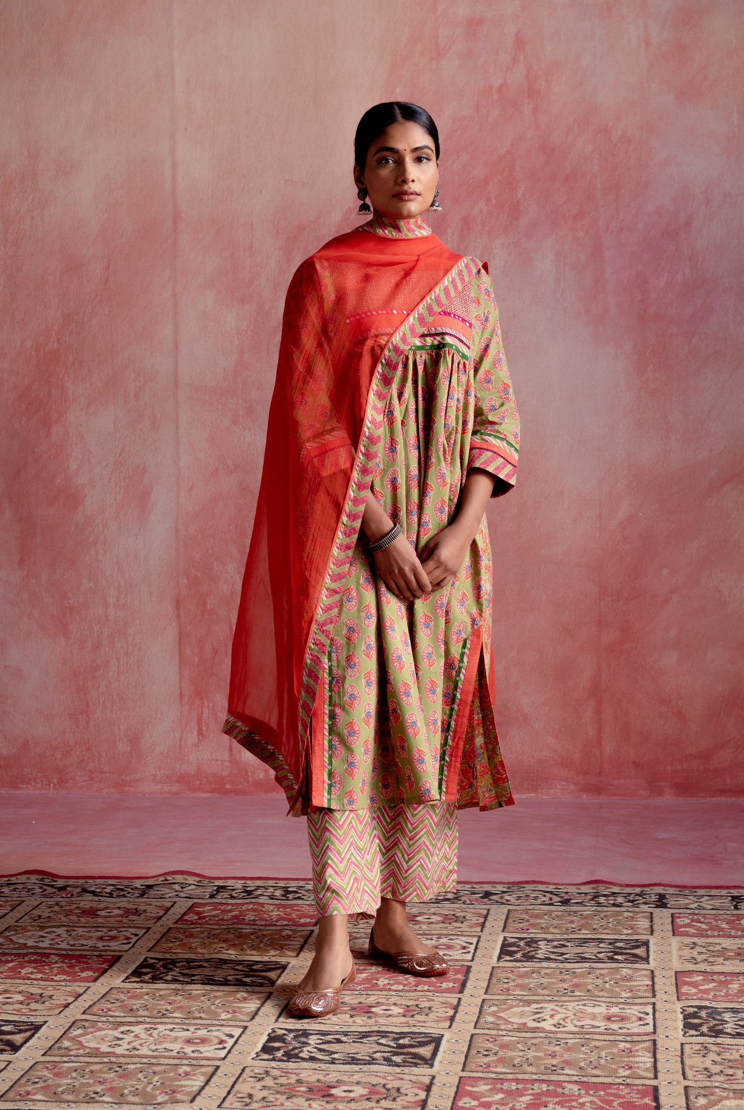 Rozana Chiffon Dupatta Orange (8129364787499)