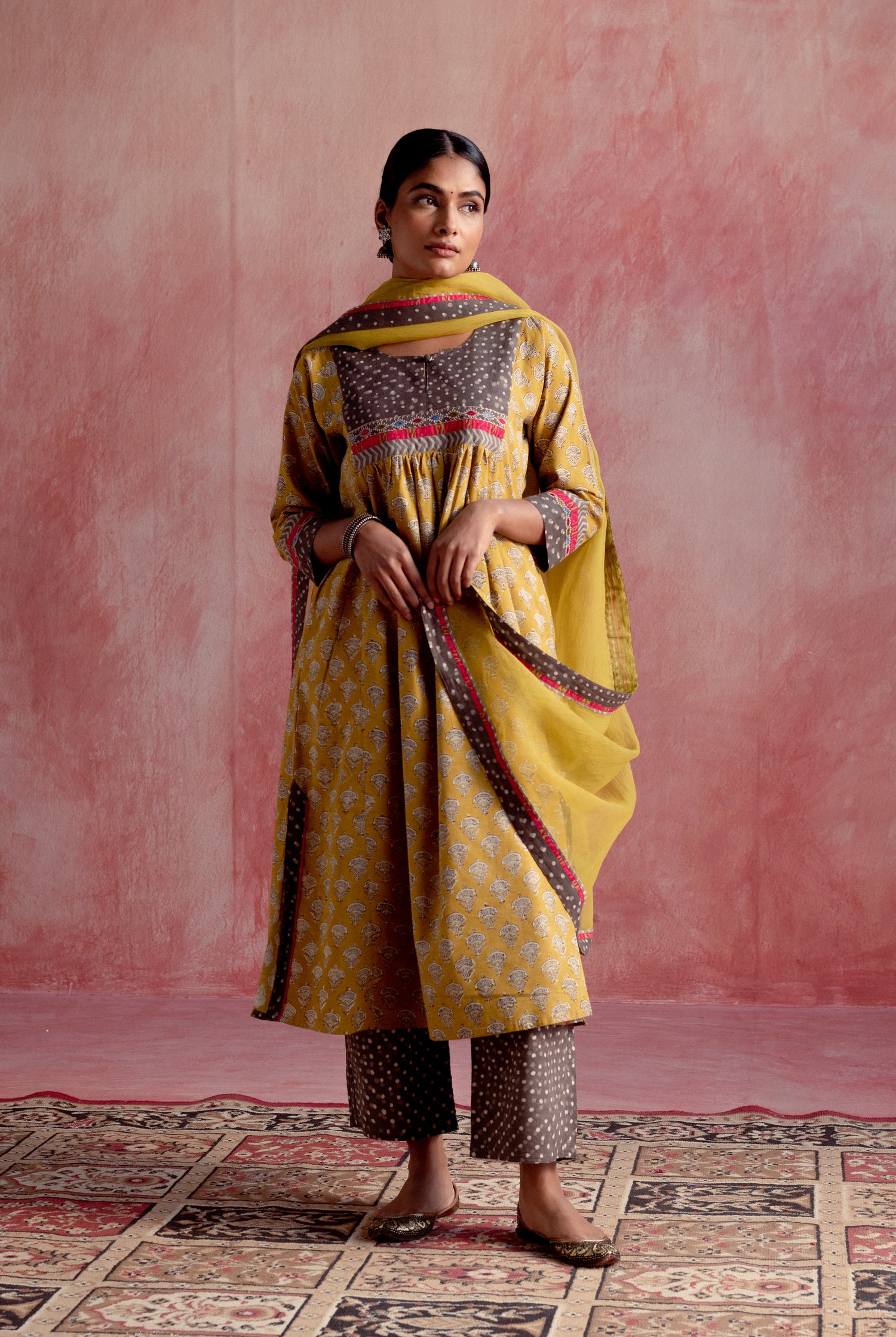 Rozana Chiffon Dupatta Ochre Yellow (8129345487147)