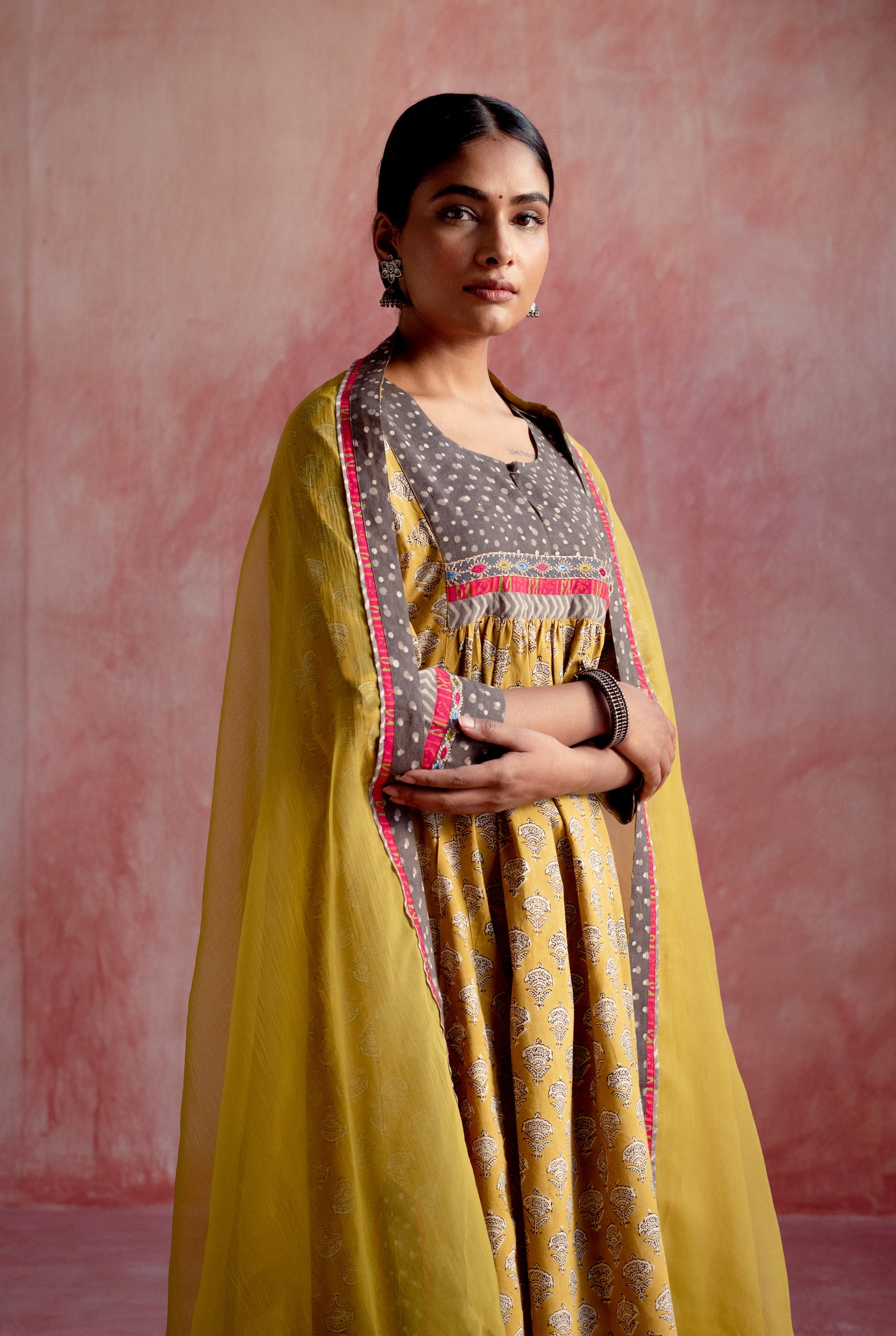 Rozana Chiffon Dupatta Ochre Yellow (8129345487147)