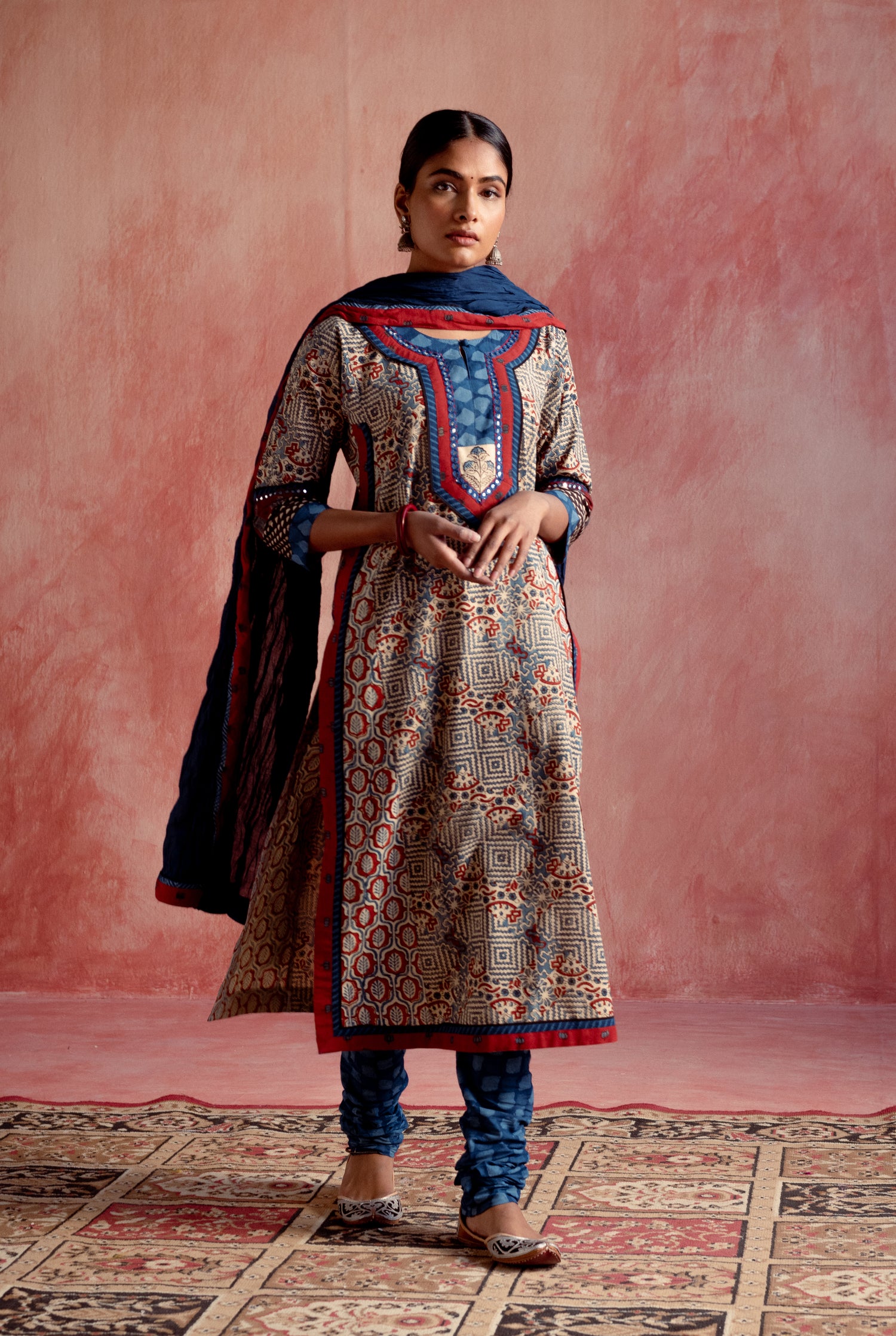 Rozana Cotton Crinkled Dupatta Deep Blue (8129386283307)