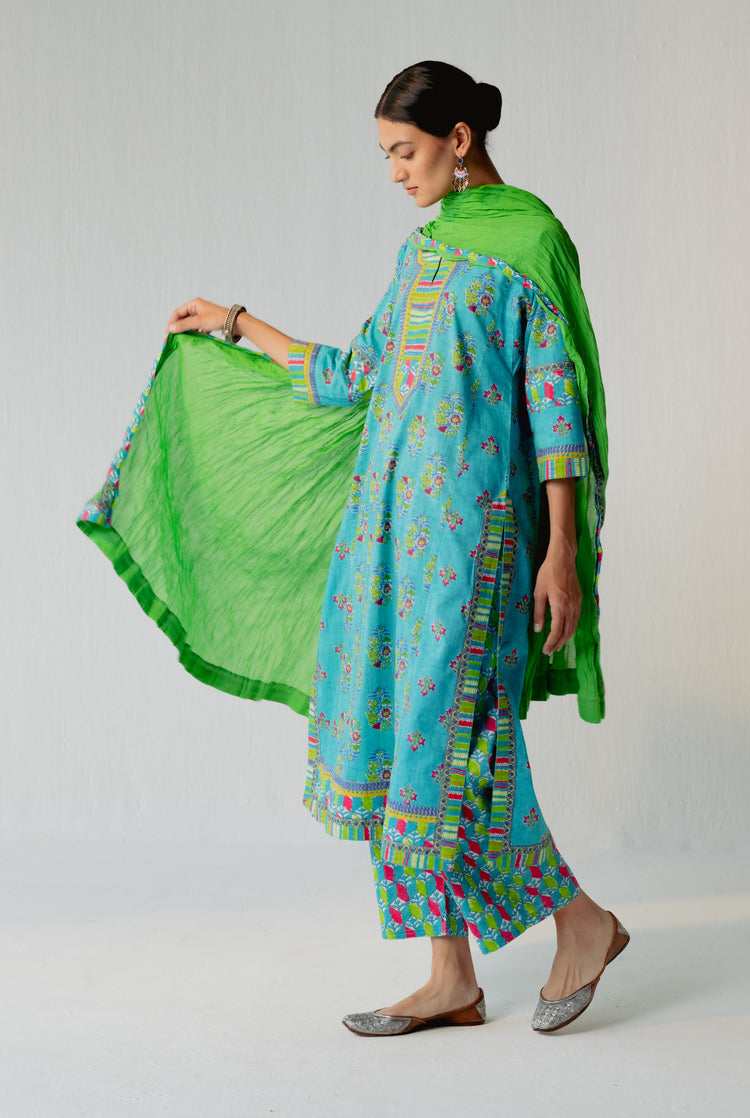 Rozana Pant Turquoise Parrot Green (8232415396139)