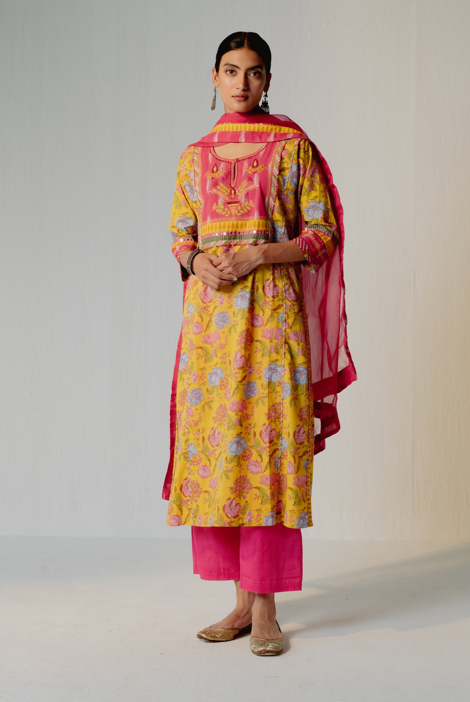 Yoke Kurta Yellow Pink (8210609307947)