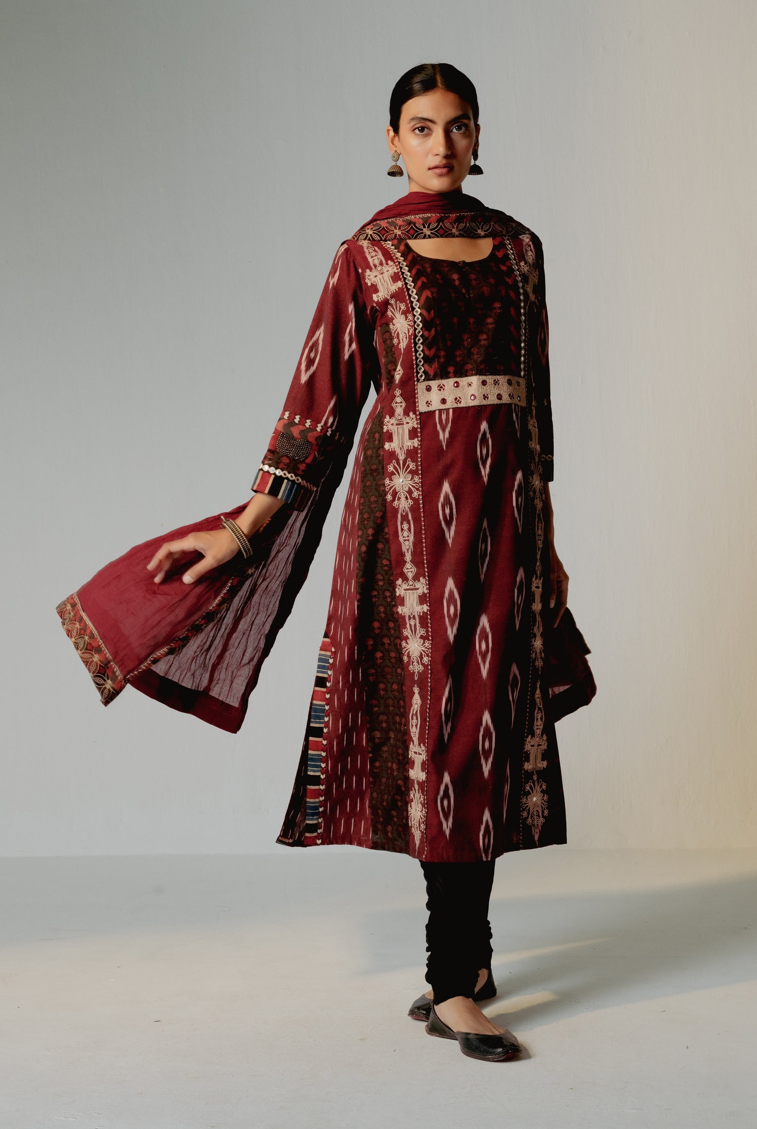 Rozana Cotton Crinkled Dupatta Maroon (8232758640939)