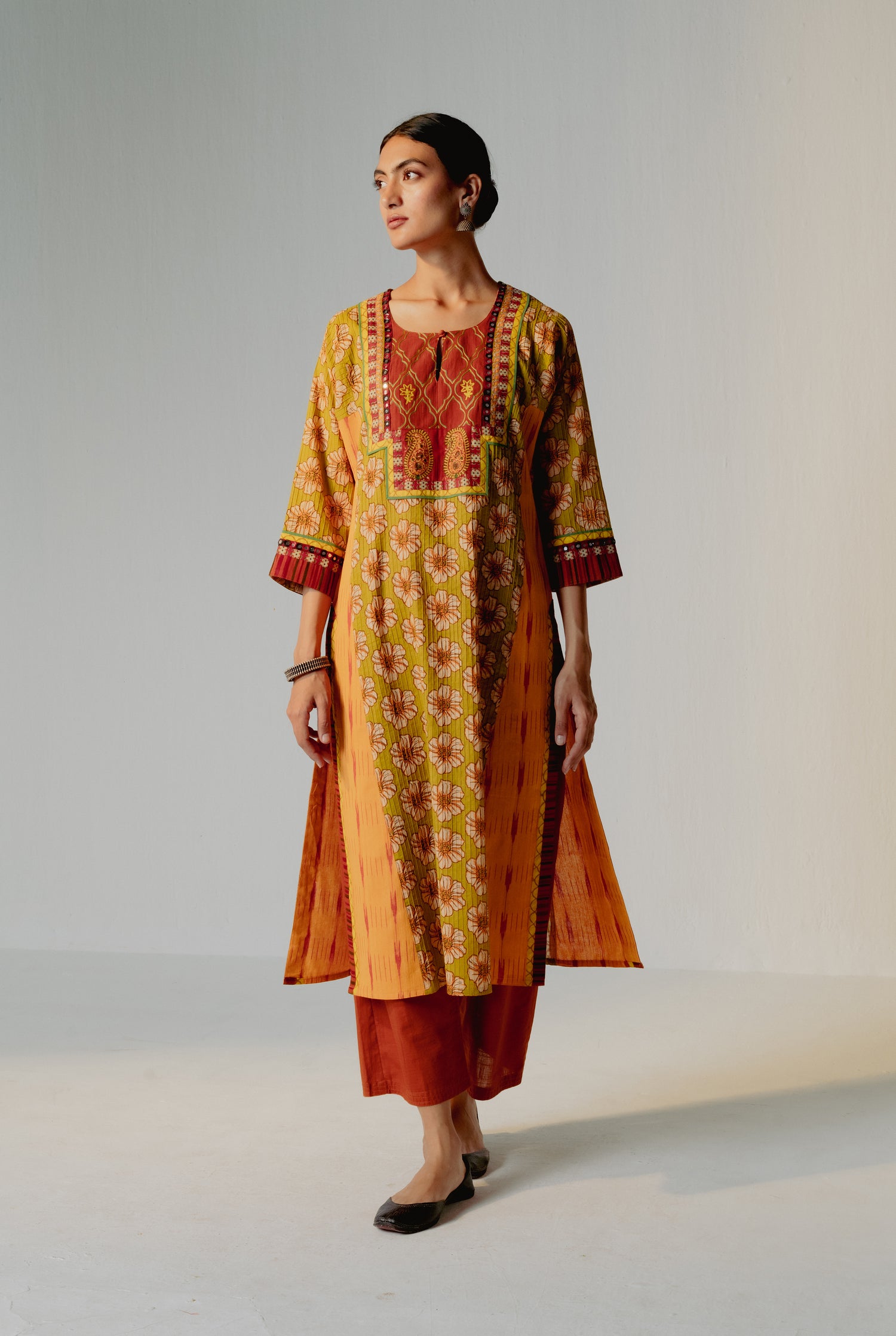 Kashi Kurta Mehendi Green Mustard ( Set of 3 ) (8228533764395)
