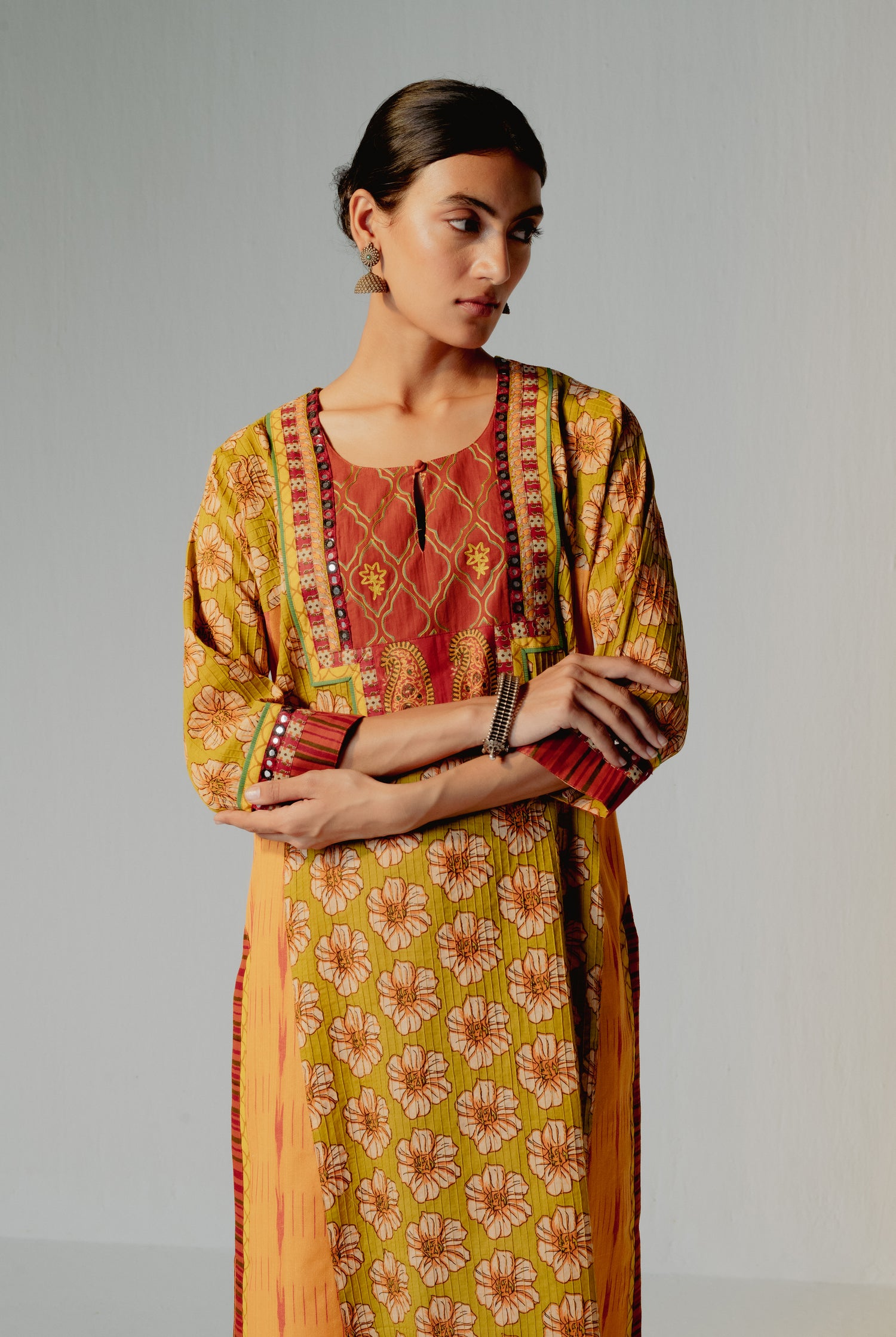 Kashi Kurta Mehendi Green Mustard ( Set of 3 ) (8228533764395)