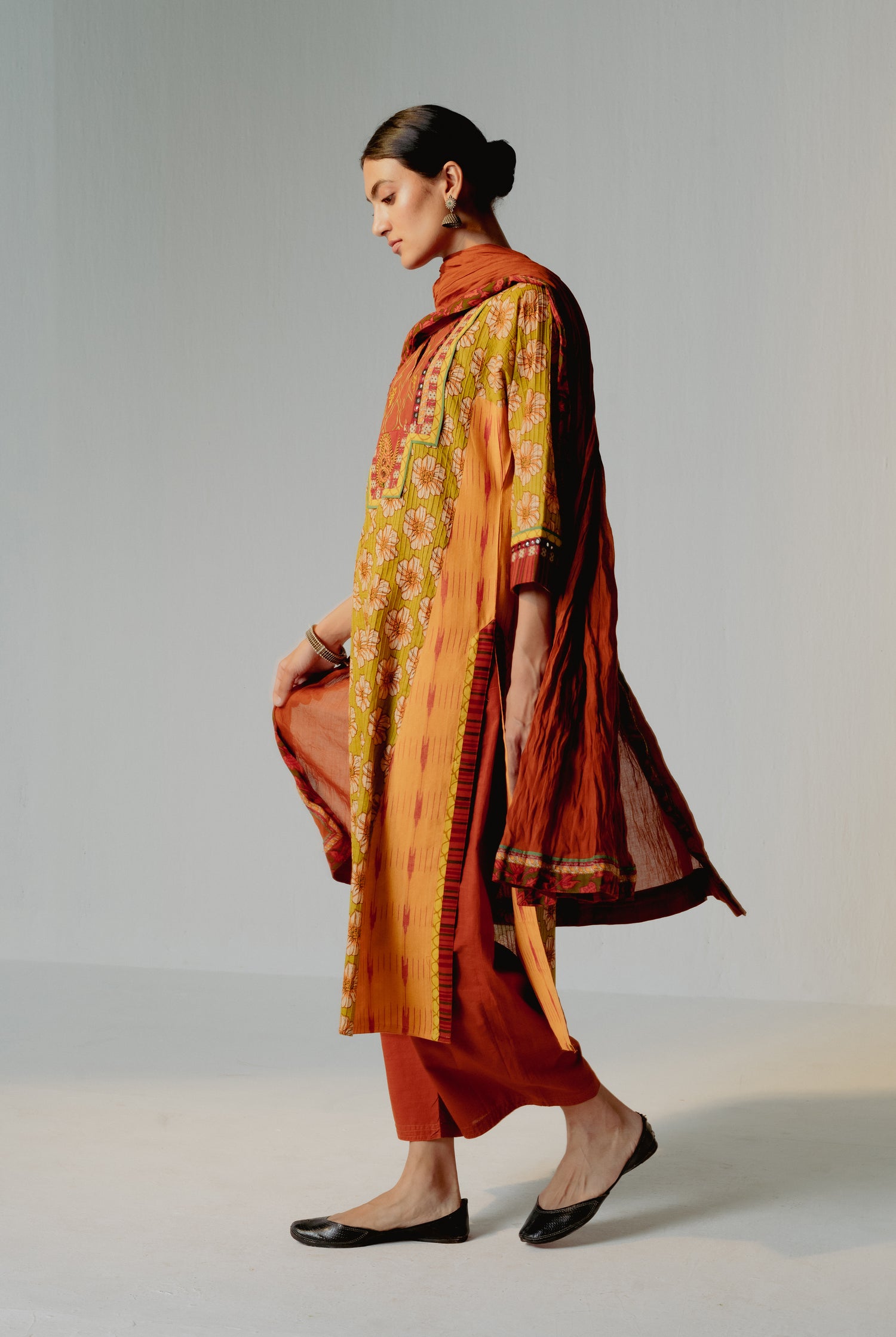 Kashi Kurta Mehendi Green Mustard ( Set of 3 ) (8228533764395)