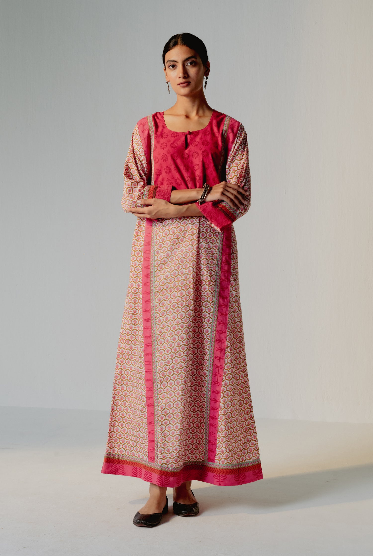 Yoke Caftan Pink White (8232774271275)