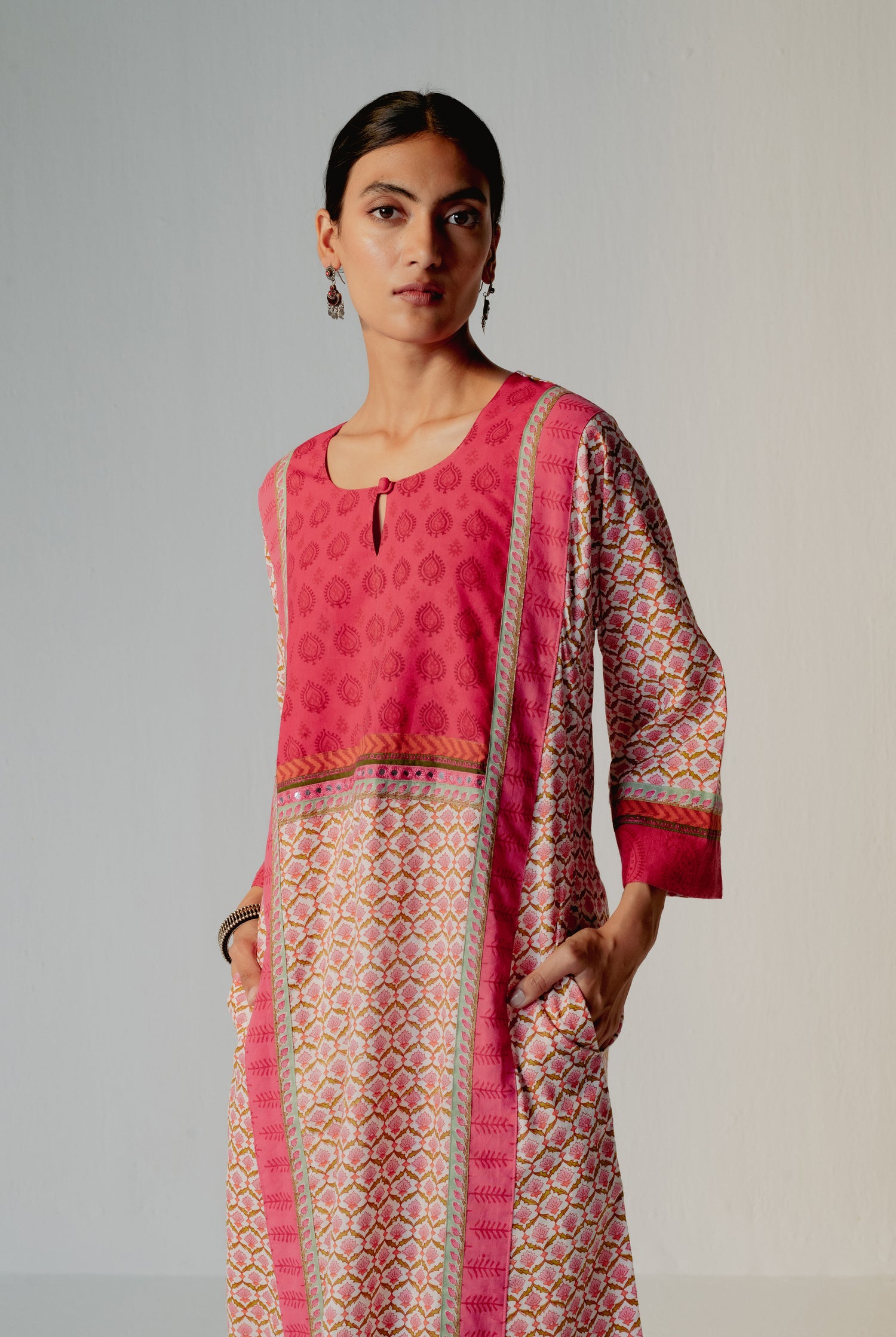 Yoke Caftan Pink White (8232774271275)