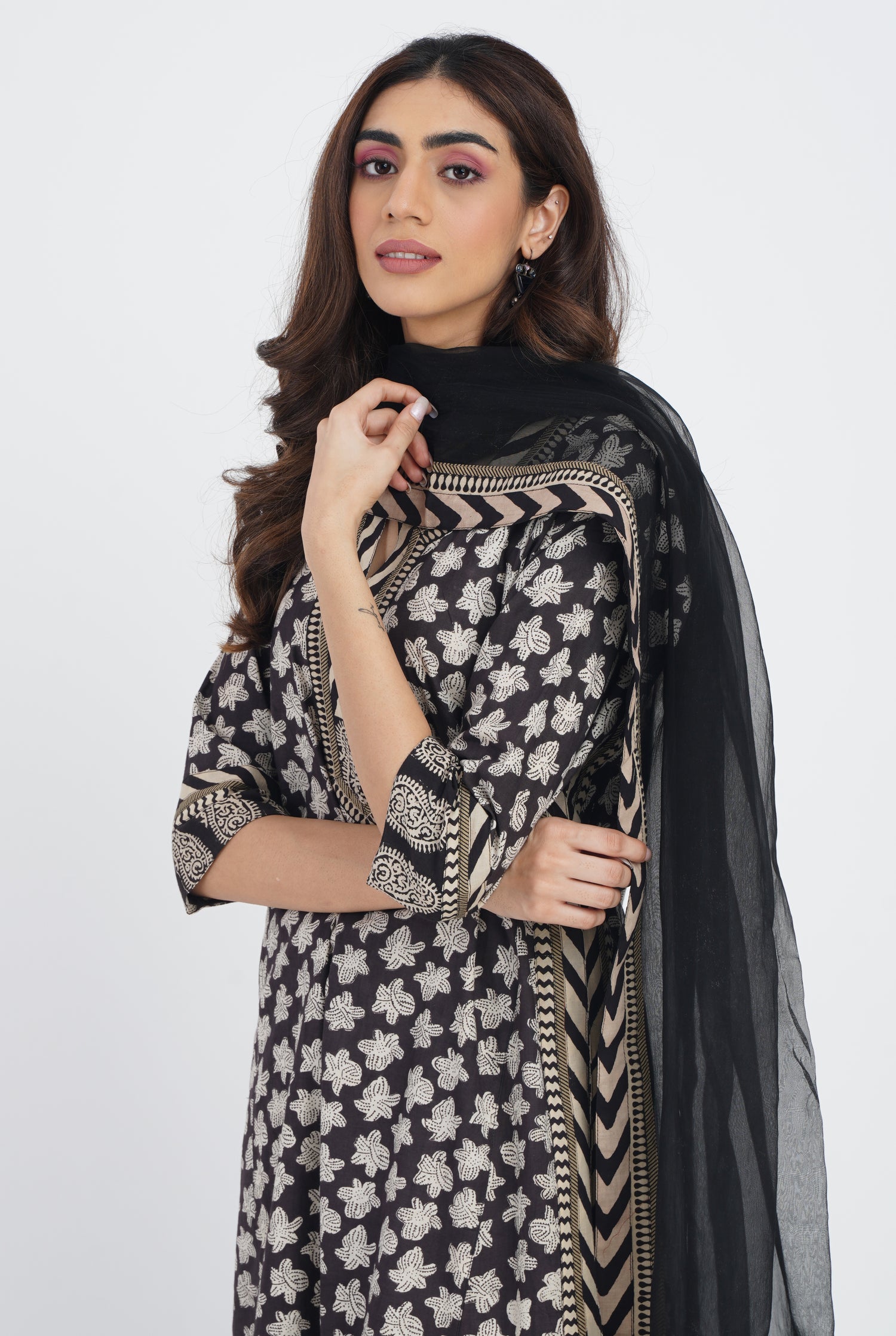 Rozana Chiffon Dupatta Black (7087174221871)