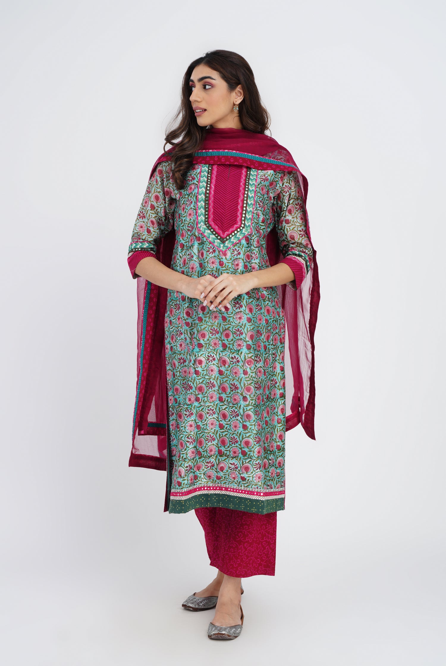 Rozana Chiffon Dupatta Dark Pink (7087172845615)