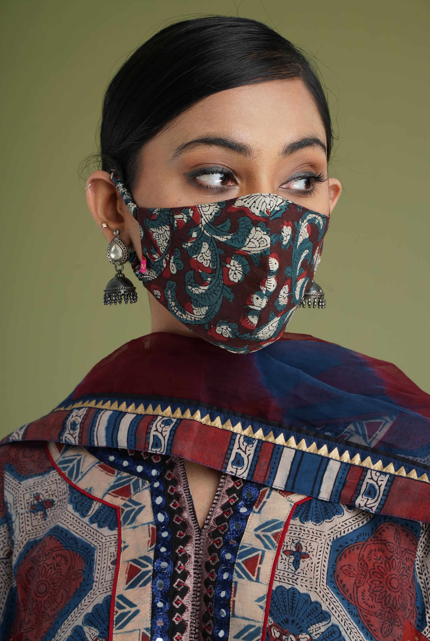 Printed Mask Maroon White (6941396729903)