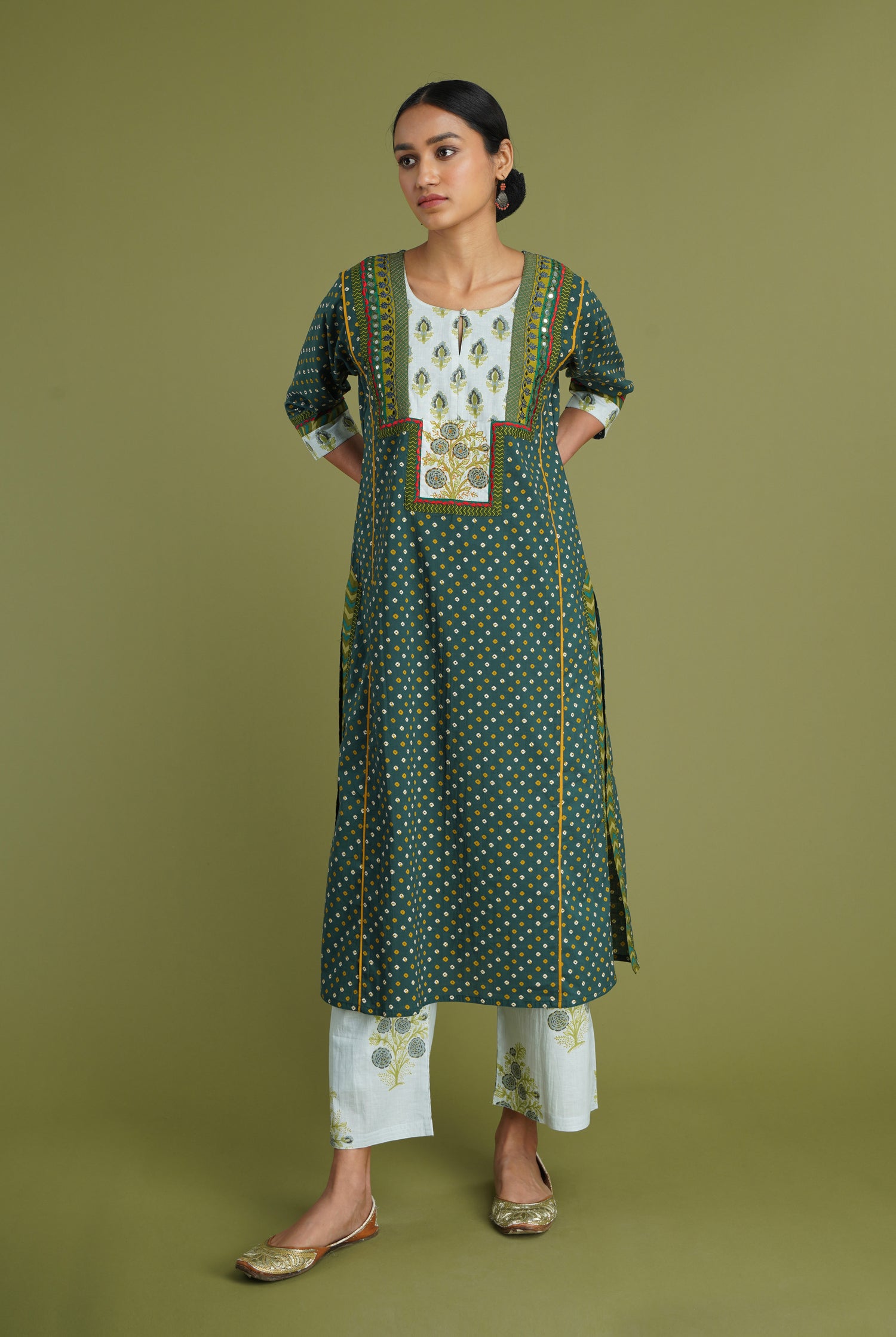 Yoke Kurta Cadium Green Sage (6906582171695)