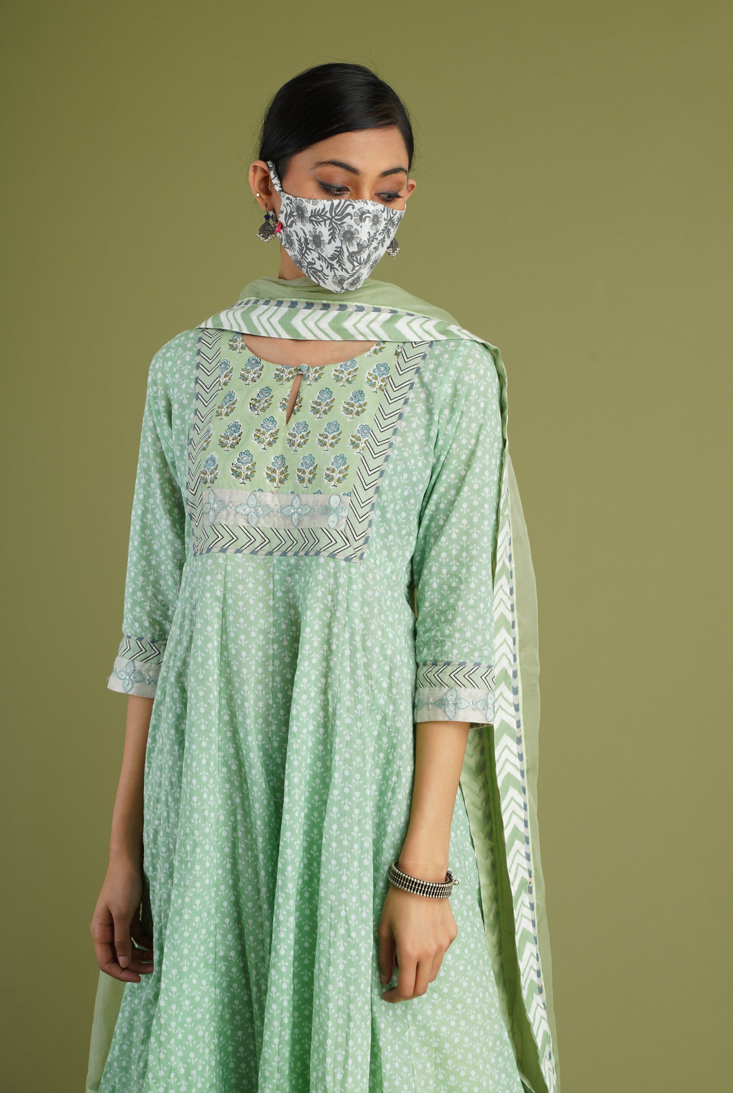 Rozana Printed Mask Grey White (6990094696495)