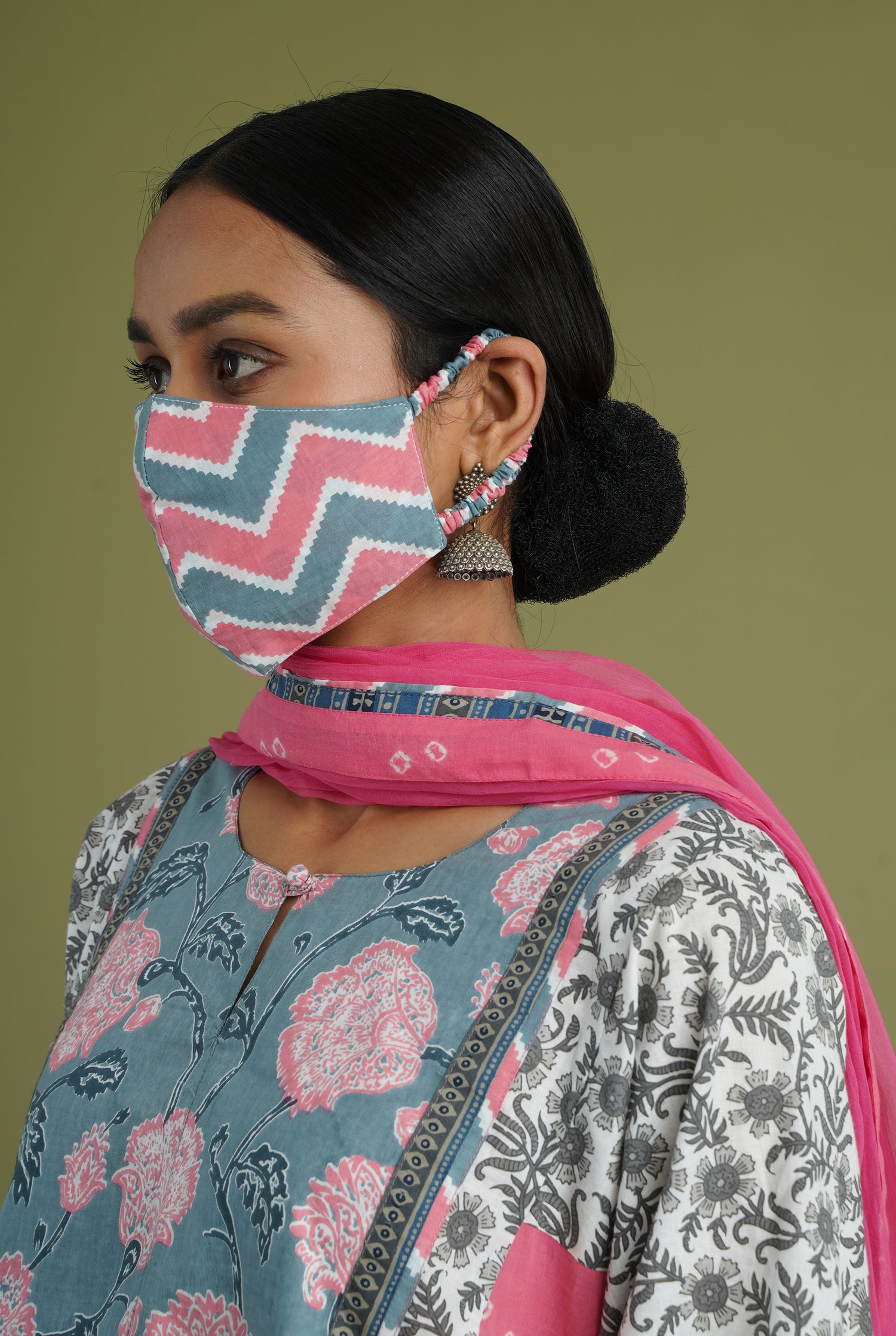 Rozana Printed Mask Pink Grey (6990134476847)