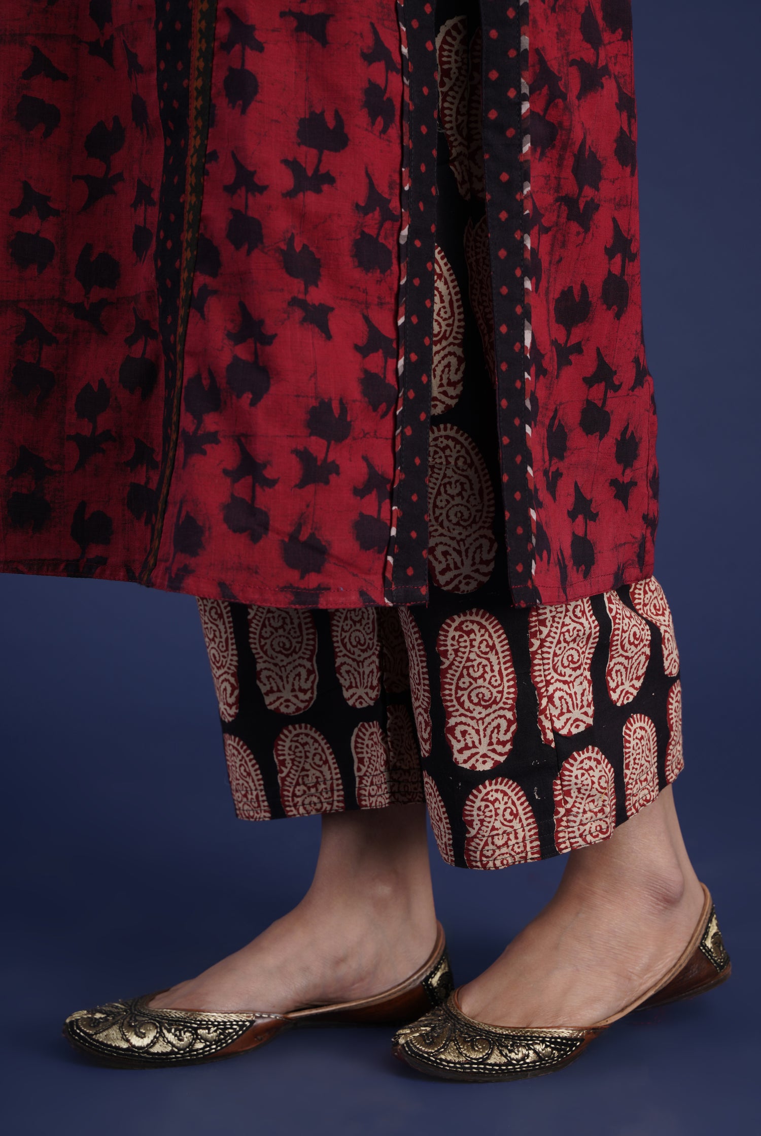 Rozana Pant Printed Black Maroon (6870140682287)